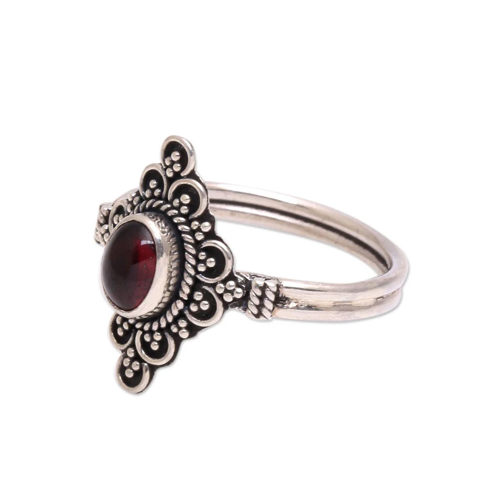 Daydream Temple Handcrafted Garnet Cocktail Ring from Bali - Image 4