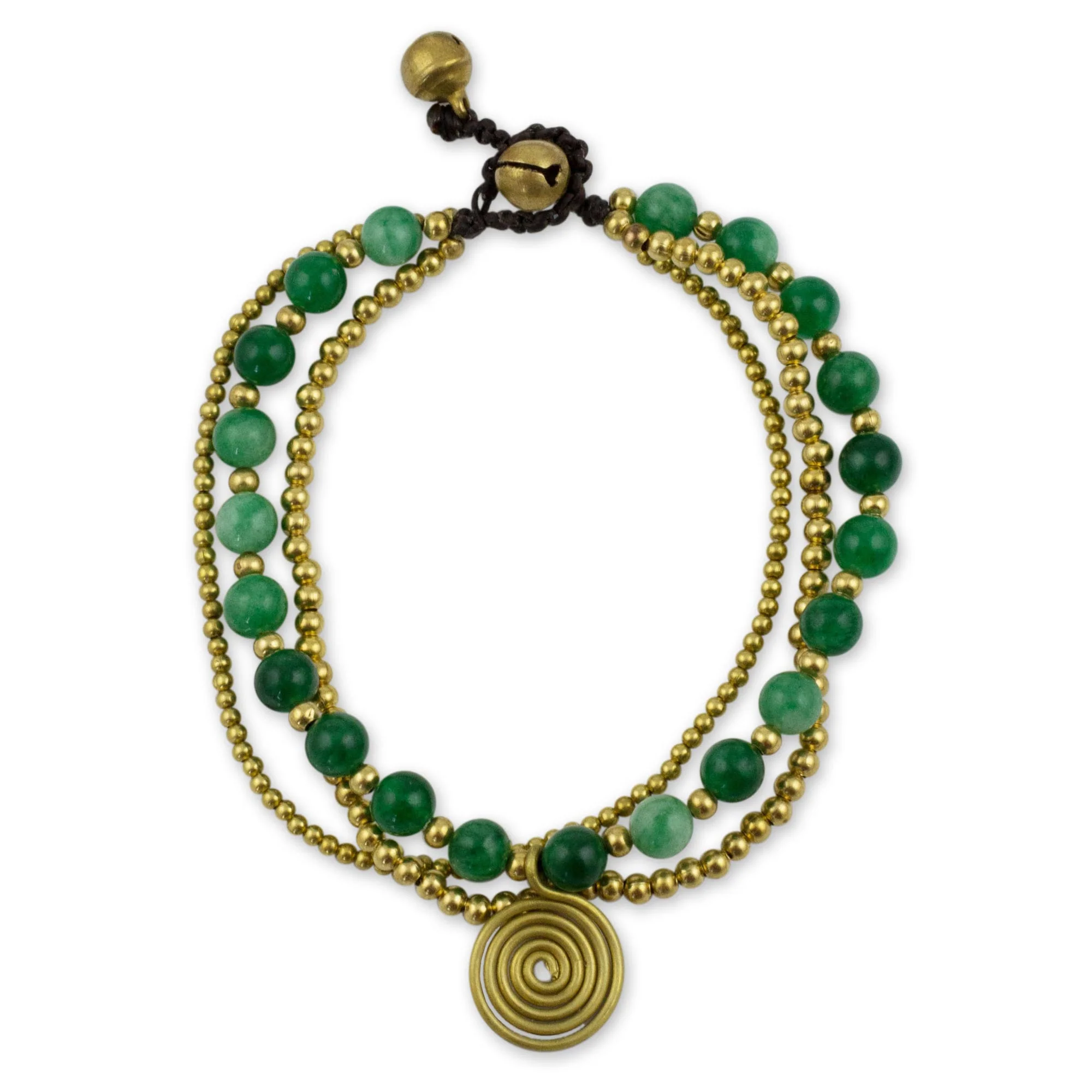 Daydreams Brass Beaded Aventurine Bracelet from Thailand - Image 2