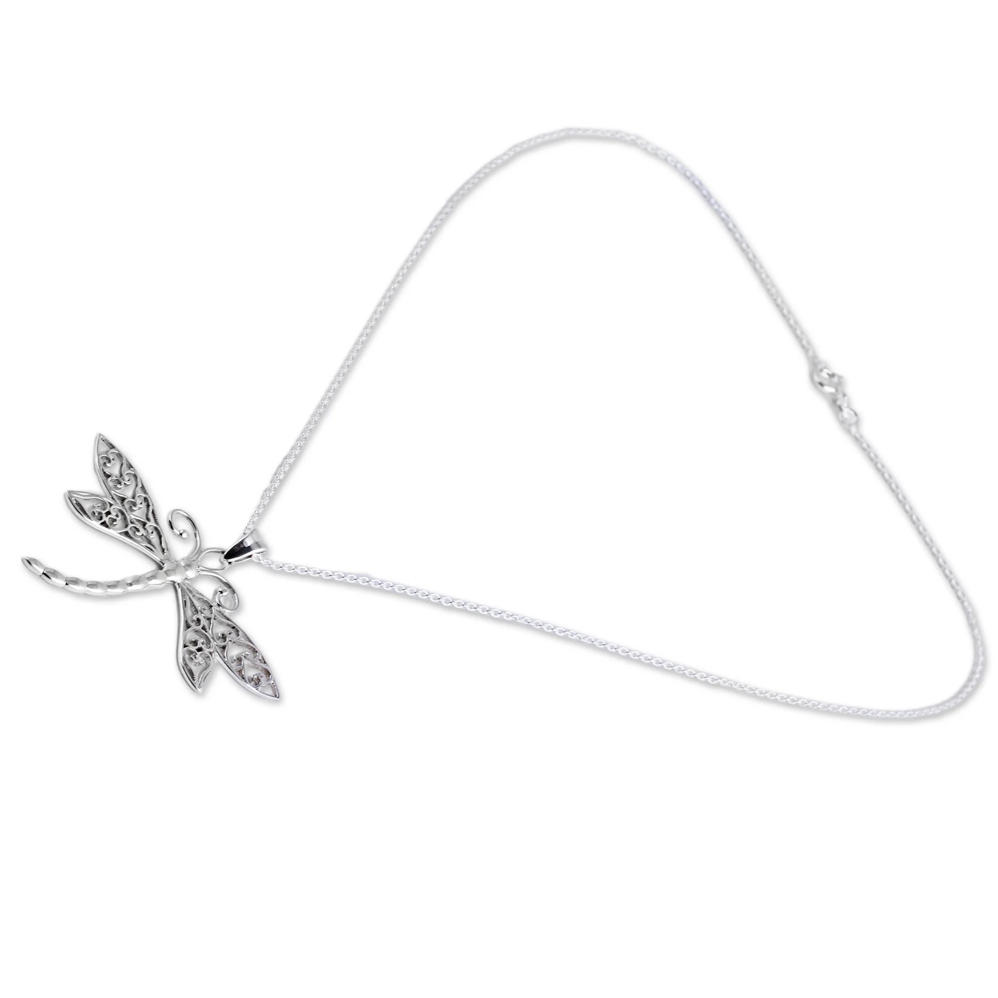 Dazzing Dragonfly Silver Pendant Necklace - Image 3