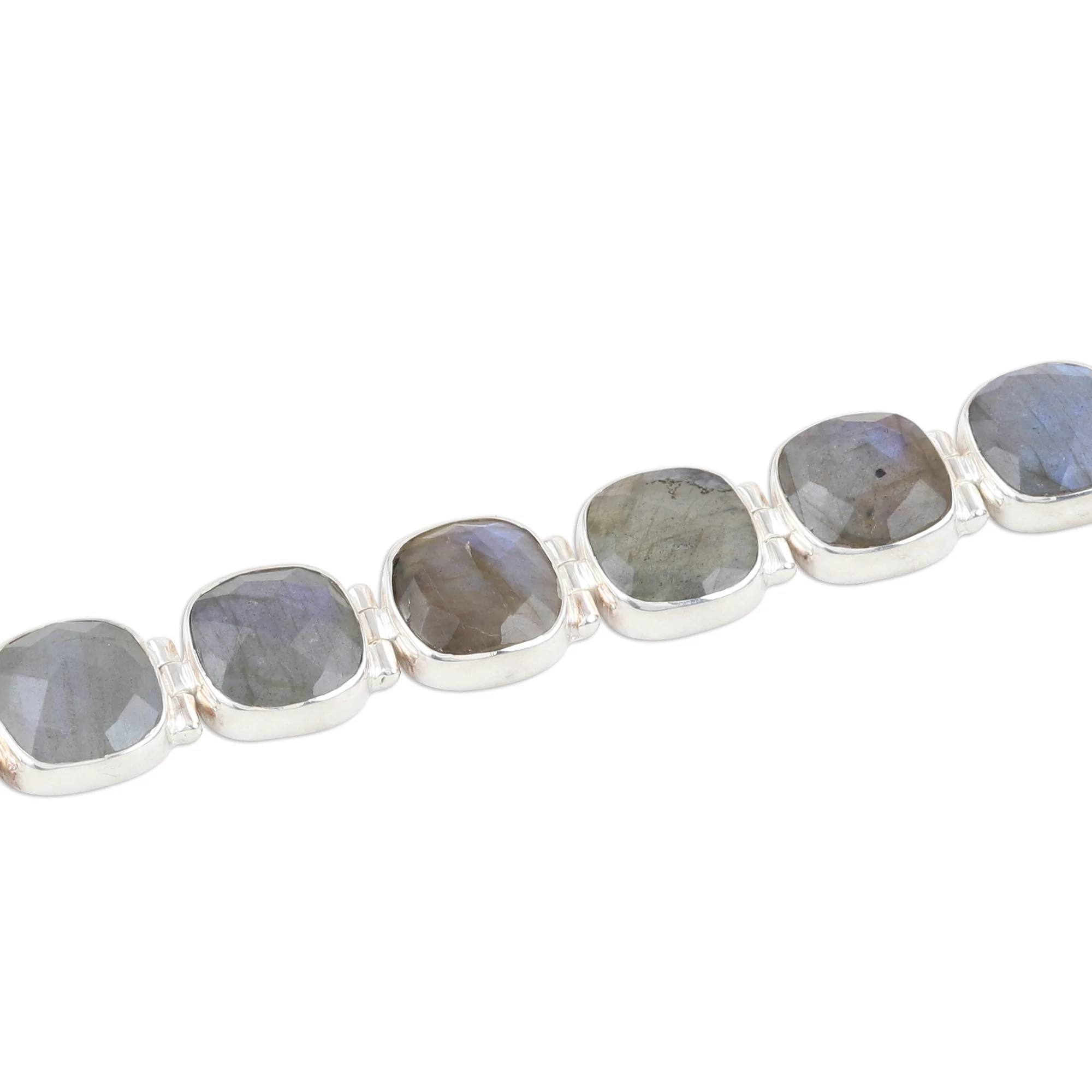 Dazzling Allure Square Faceted Labradorite Bracelet Set in Sterling Silver - Image 5
