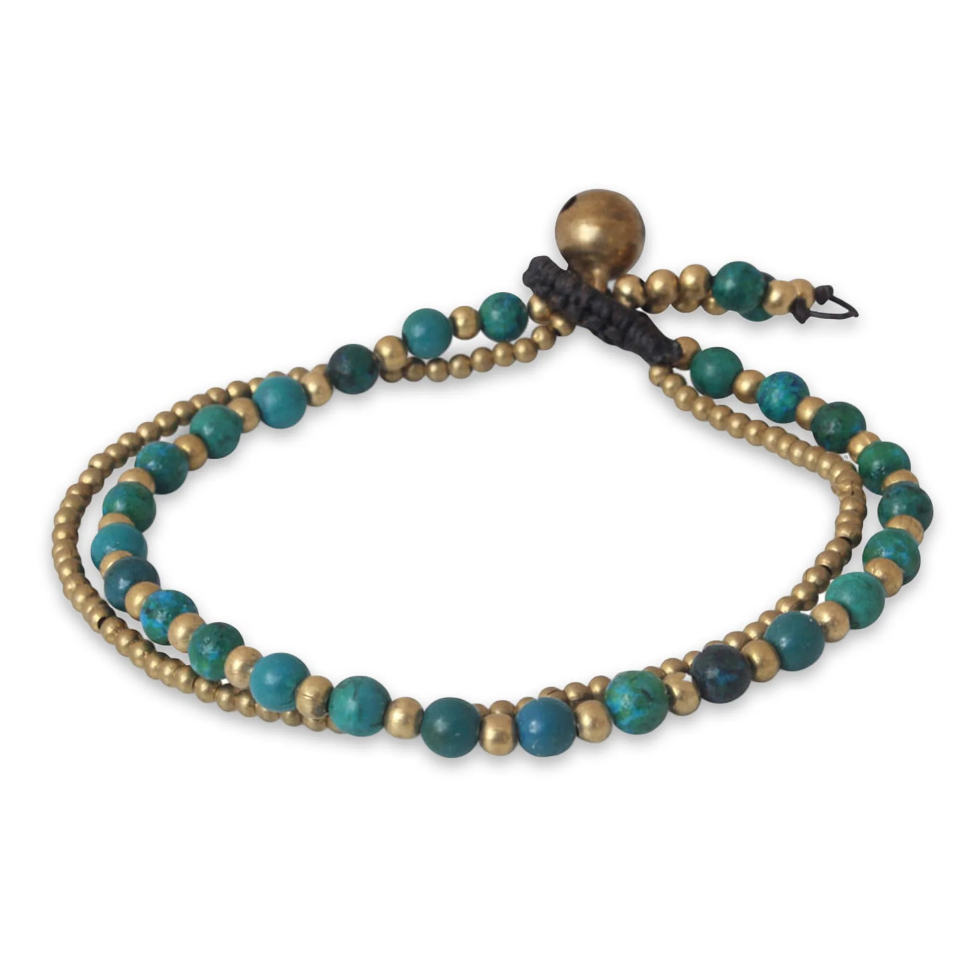 Dazzling Green Harmony Serpentine and Brass Beaded Bracelet - Image 2