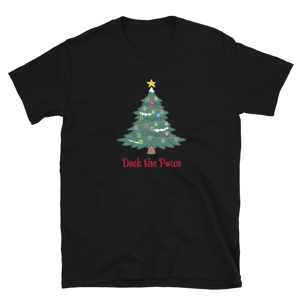 Deck The Paws Christmas Tree T-Shirt - Image 3