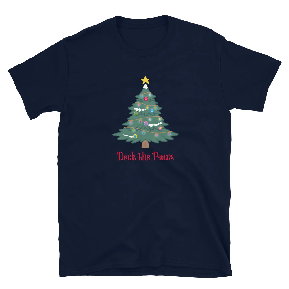 Deck The Paws Christmas Tree T-Shirt - Image 4