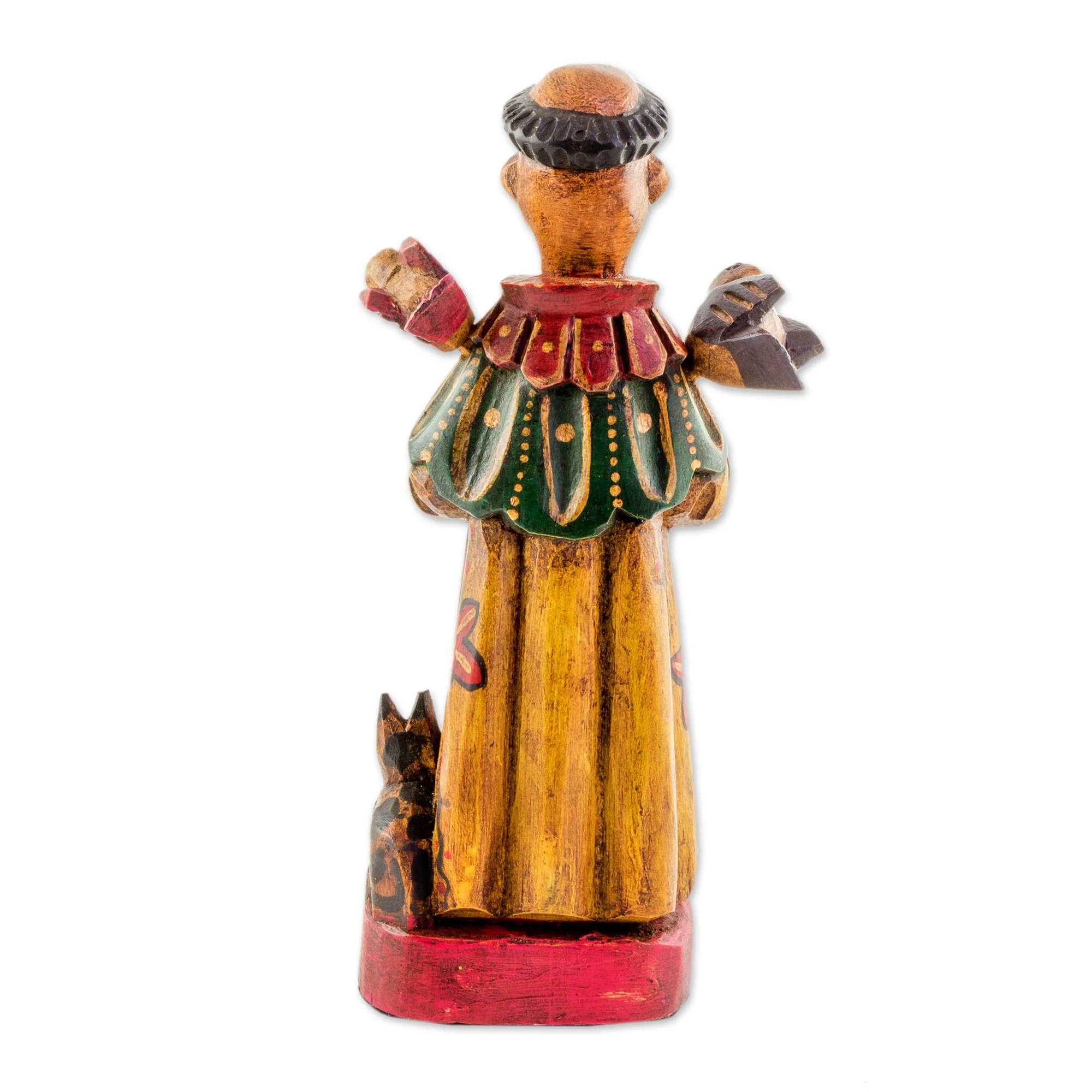 Dedicated Saint Hand Painted Pinewood Saint Francis Statuette - Image 5