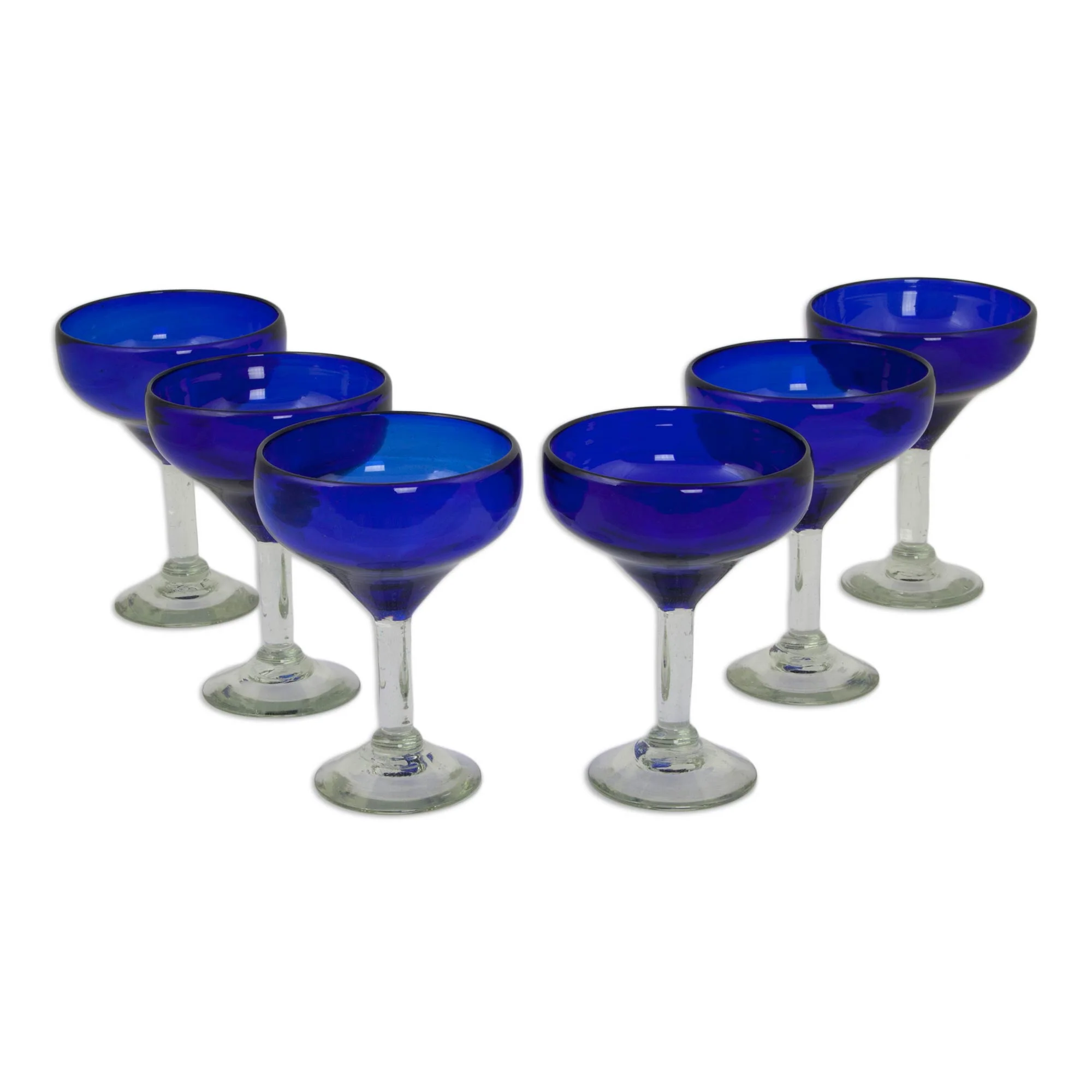 Deep Blue Eco Recycled Handcrafted Handblown Glass Margarita Set - Image 2