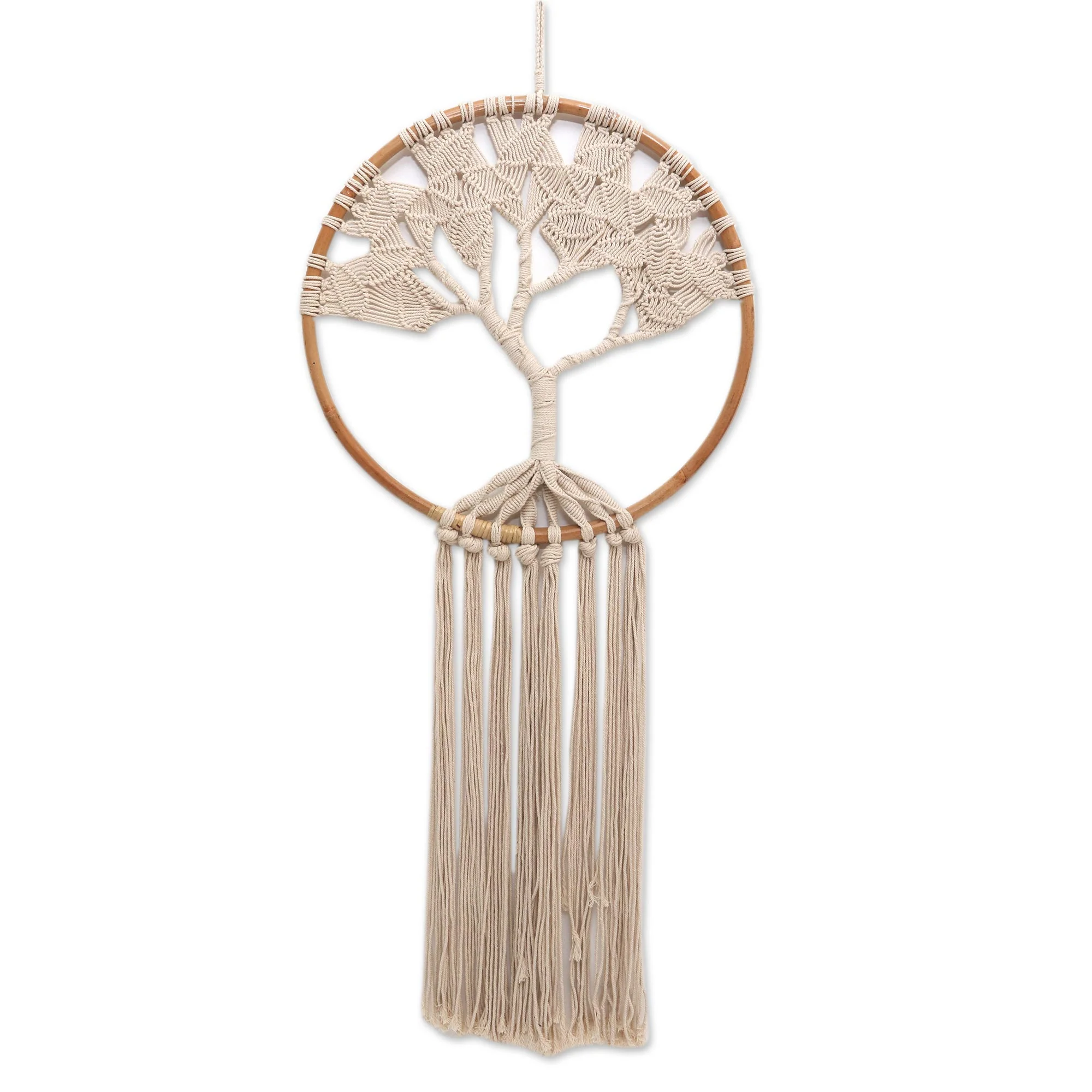 Deep Roots, Strong Branches Handcrafted Ivory Macrame Tree Wall Hanging - Image 2
