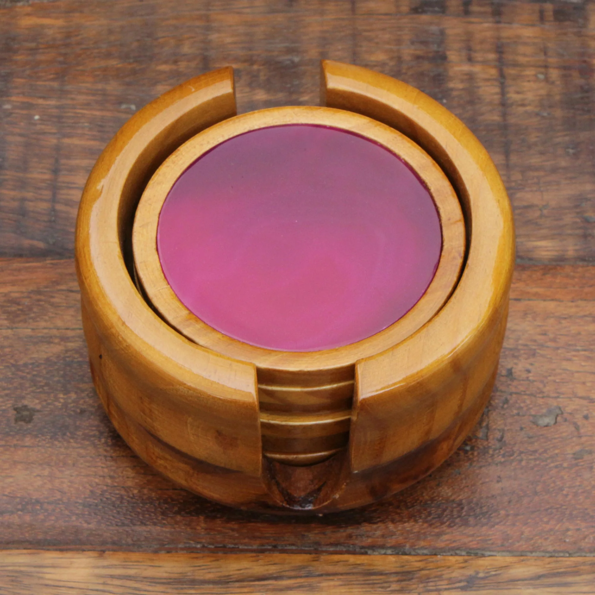 Deep Rose Handcrafted Calming Stone Coasters from Brazil (Set of 6) - Image 3