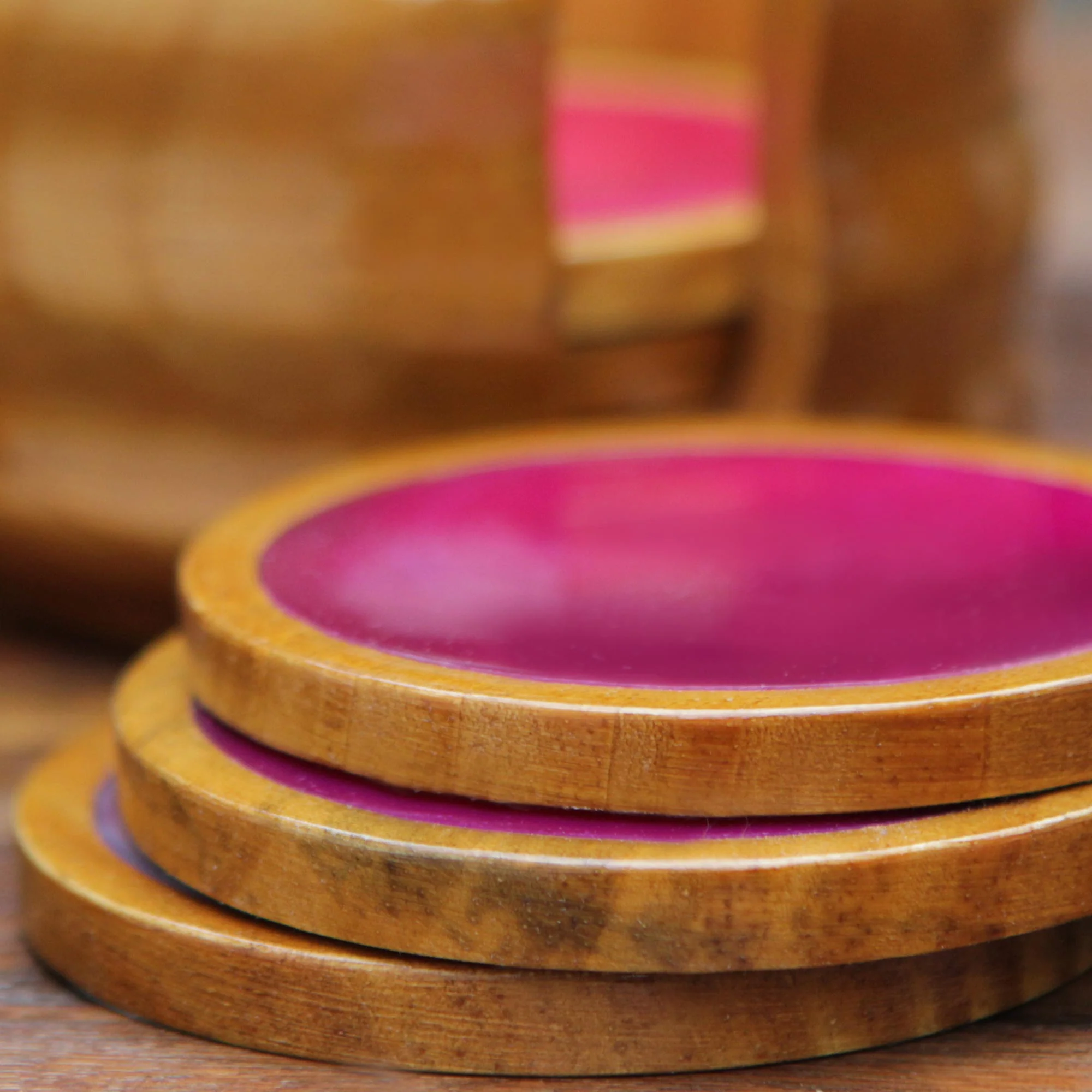 Deep Rose Handcrafted Calming Stone Coasters from Brazil (Set of 6) - Image 5