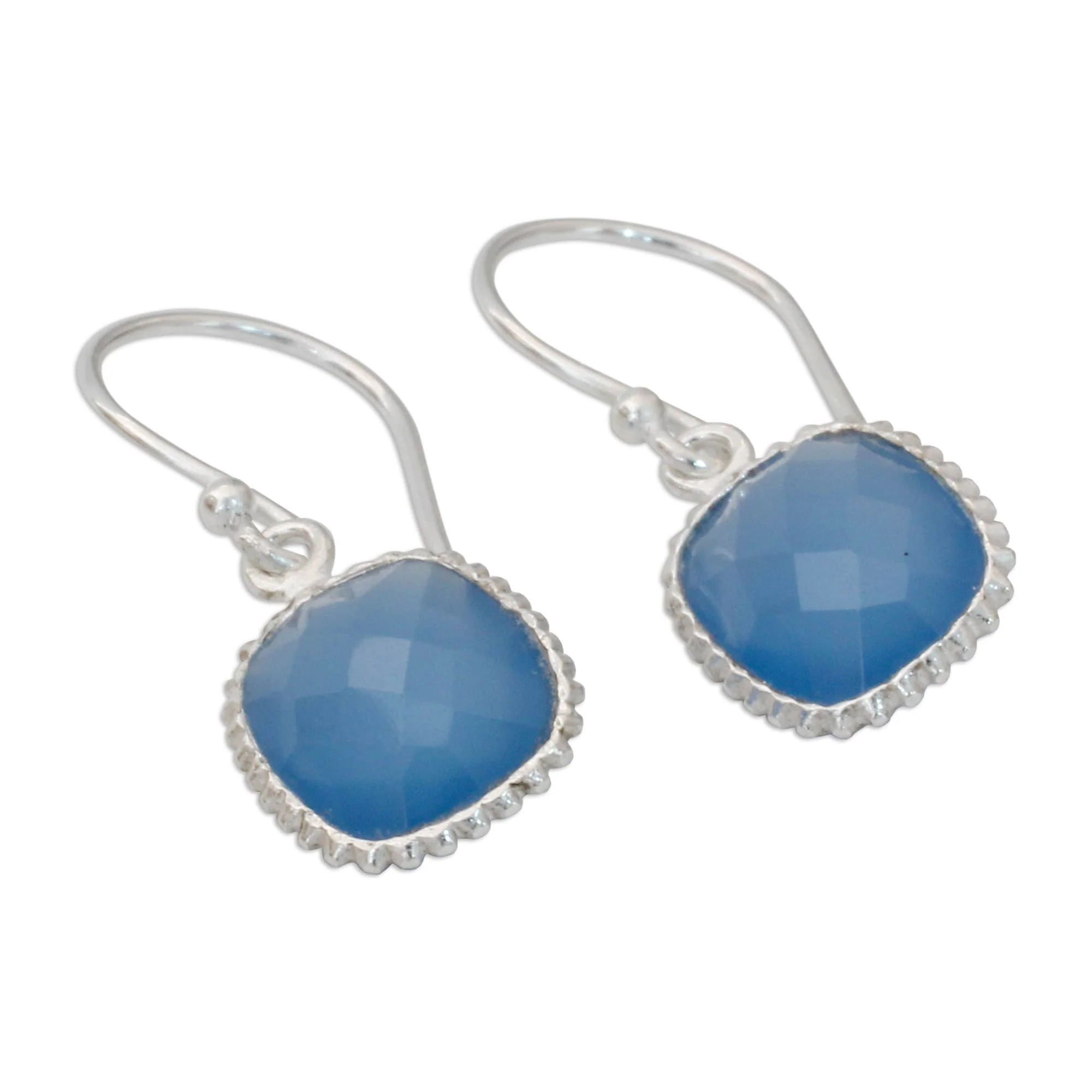 Delhi Sky Chalcedony Silver Dangle Earrings - Image 3