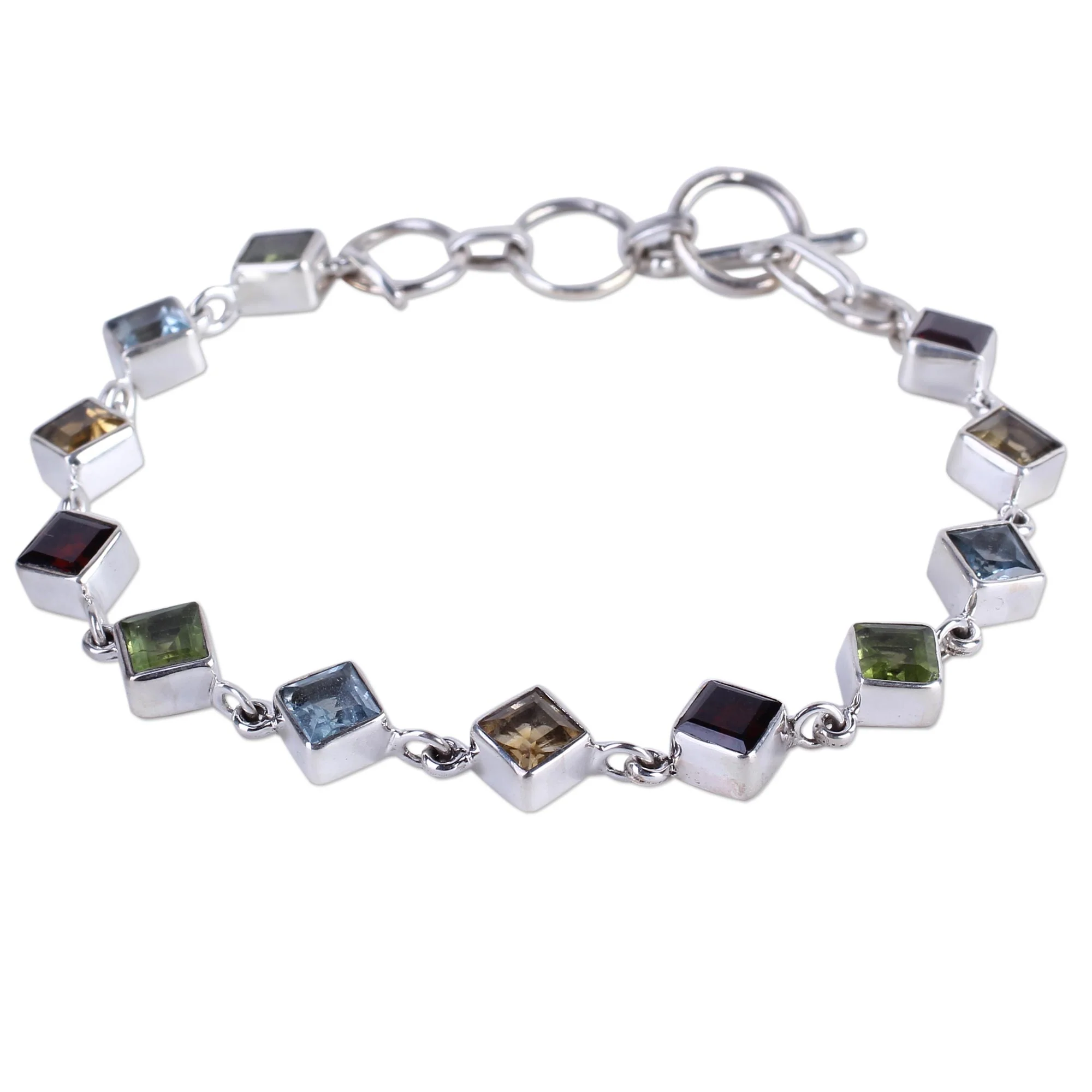 Delicate Gaze Blue Topaz & Silver Link Bracelet - Image 3
