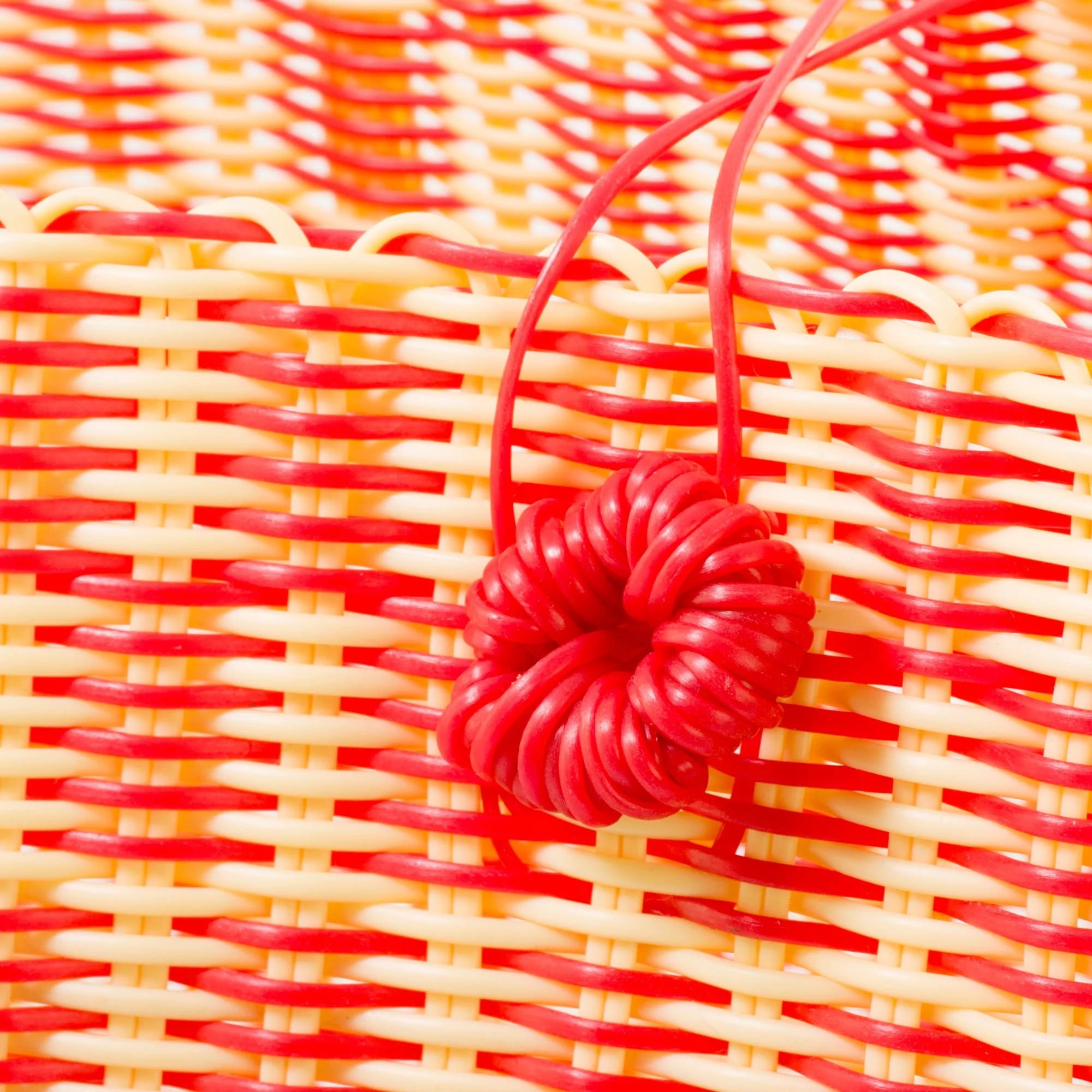 Delightful Day in Strawberry Handwoven Recycled Plastic Tote in Strawberry and Cornsilk - Image 4