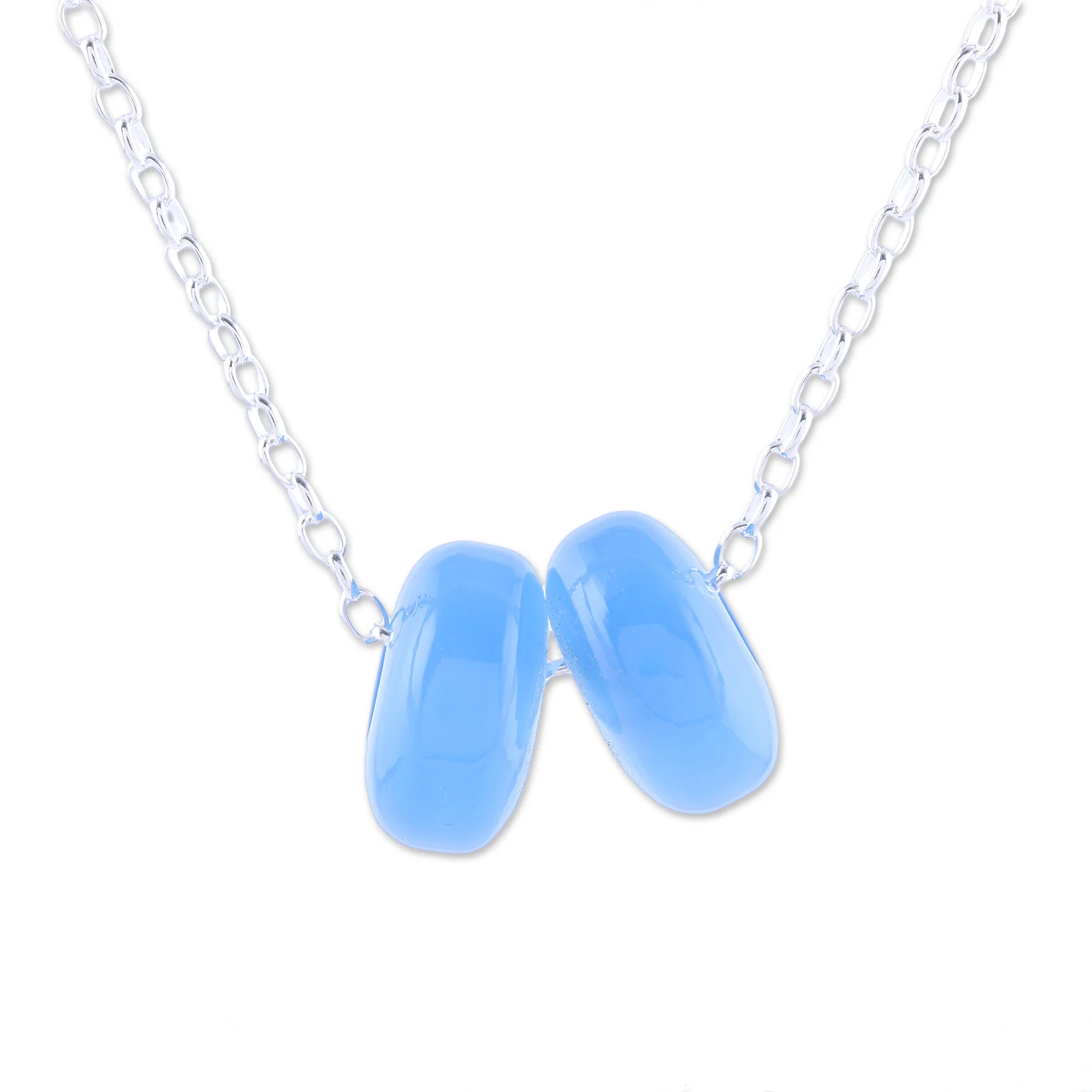 Delightful Duet Chalcedony Double Disc and Sterling Silver Pendant Necklace - Image 2