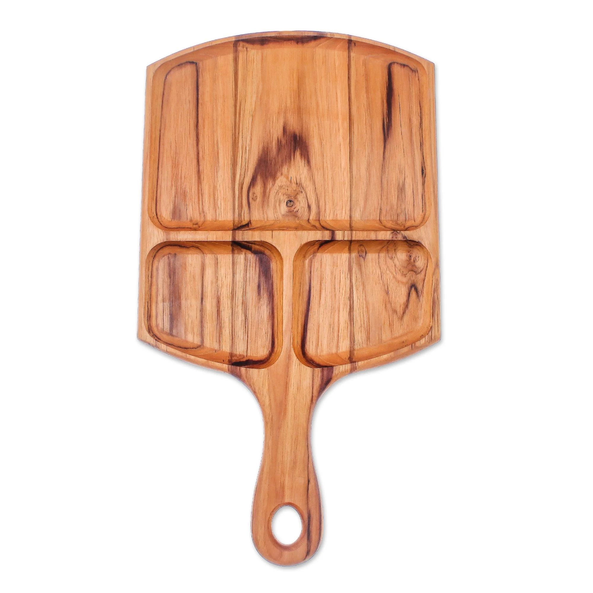 Delightful Portion Sectioned Teak Wood Tray Crafted in Thailand - Image 2