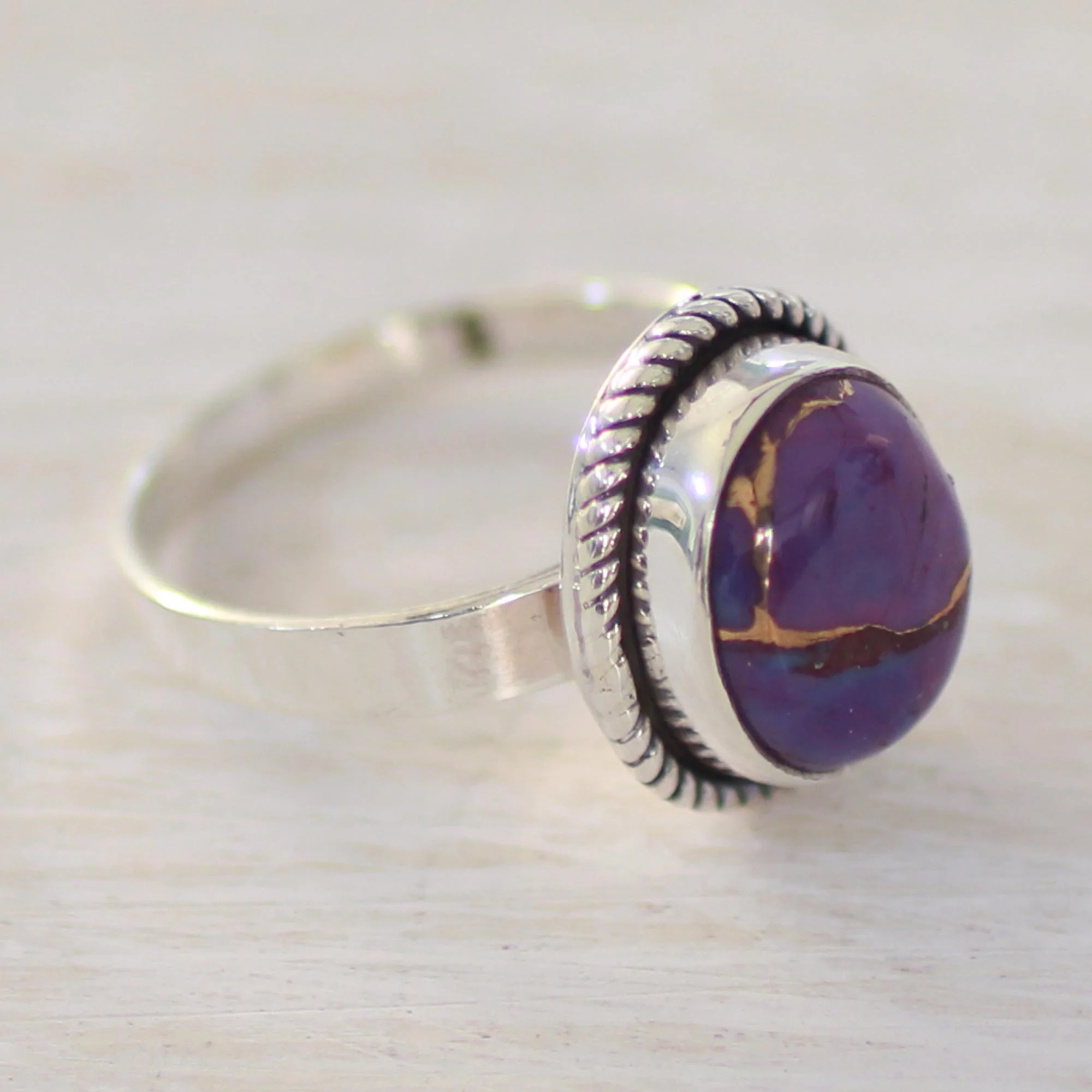 Delightful Purple Composite Turquoise Ring - Image 4
