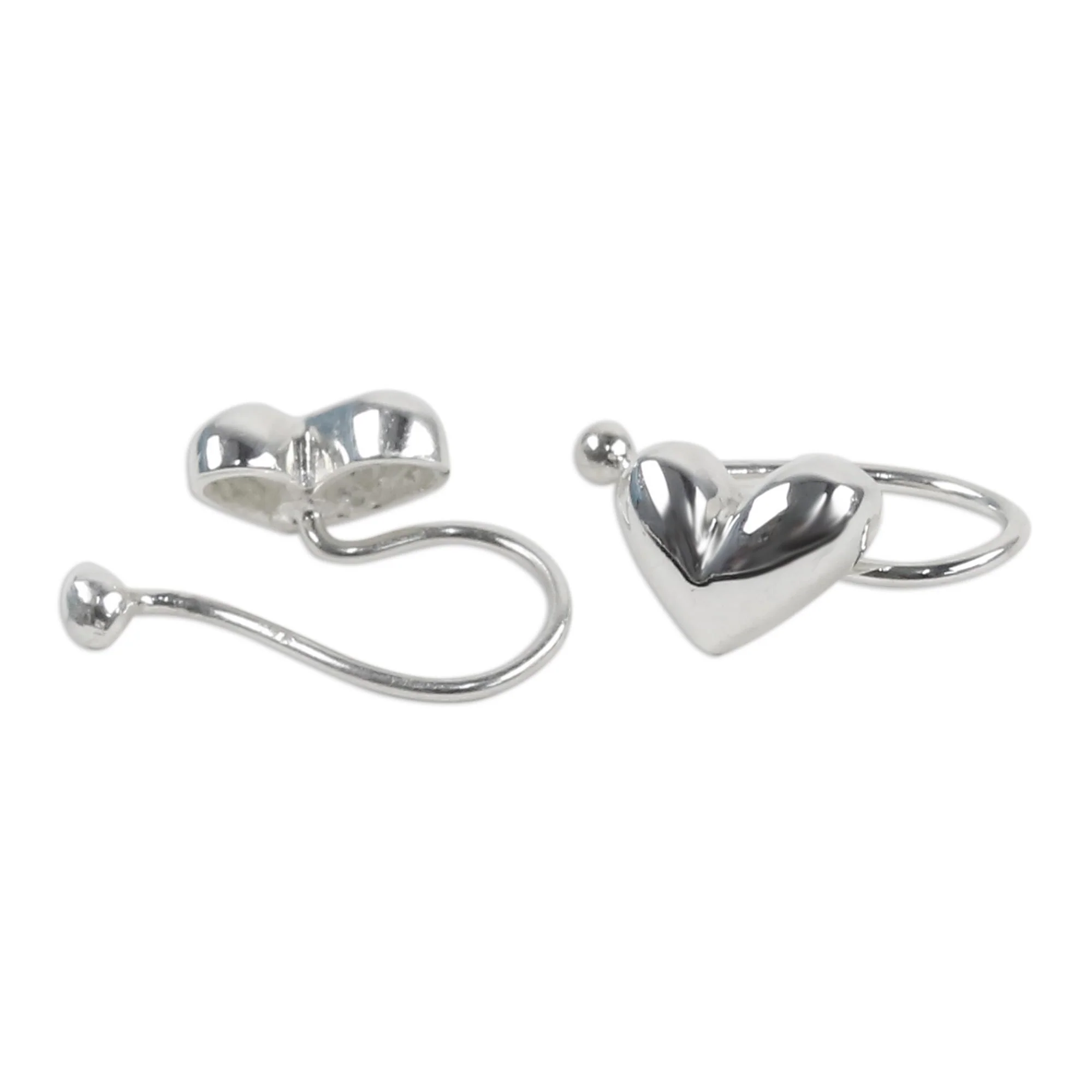 Demure Hearts Sterling Silver Heart Ear Cuffs Artisan Crafted in Thailand - Image 5