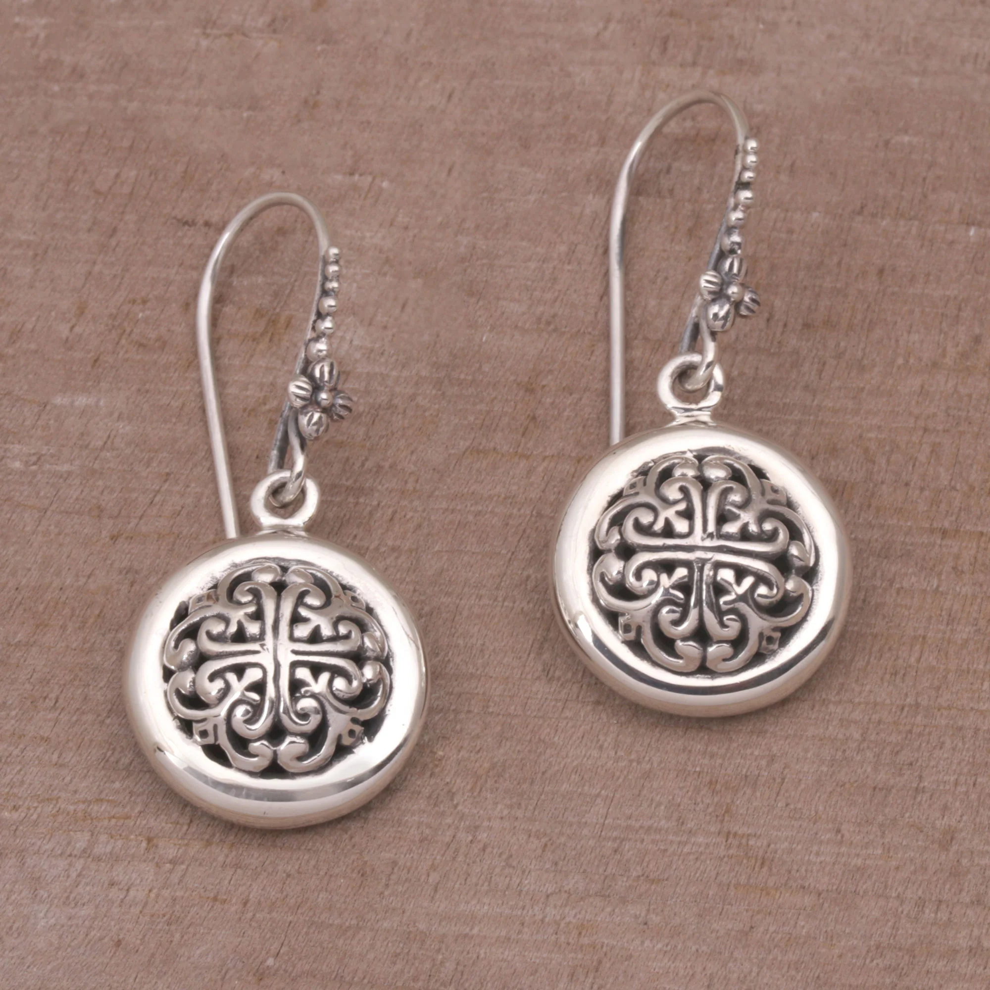 Denpasar Moonbeams Hand Crafted Sterling Silver Dangle Earrings from Indonesia - Image 4