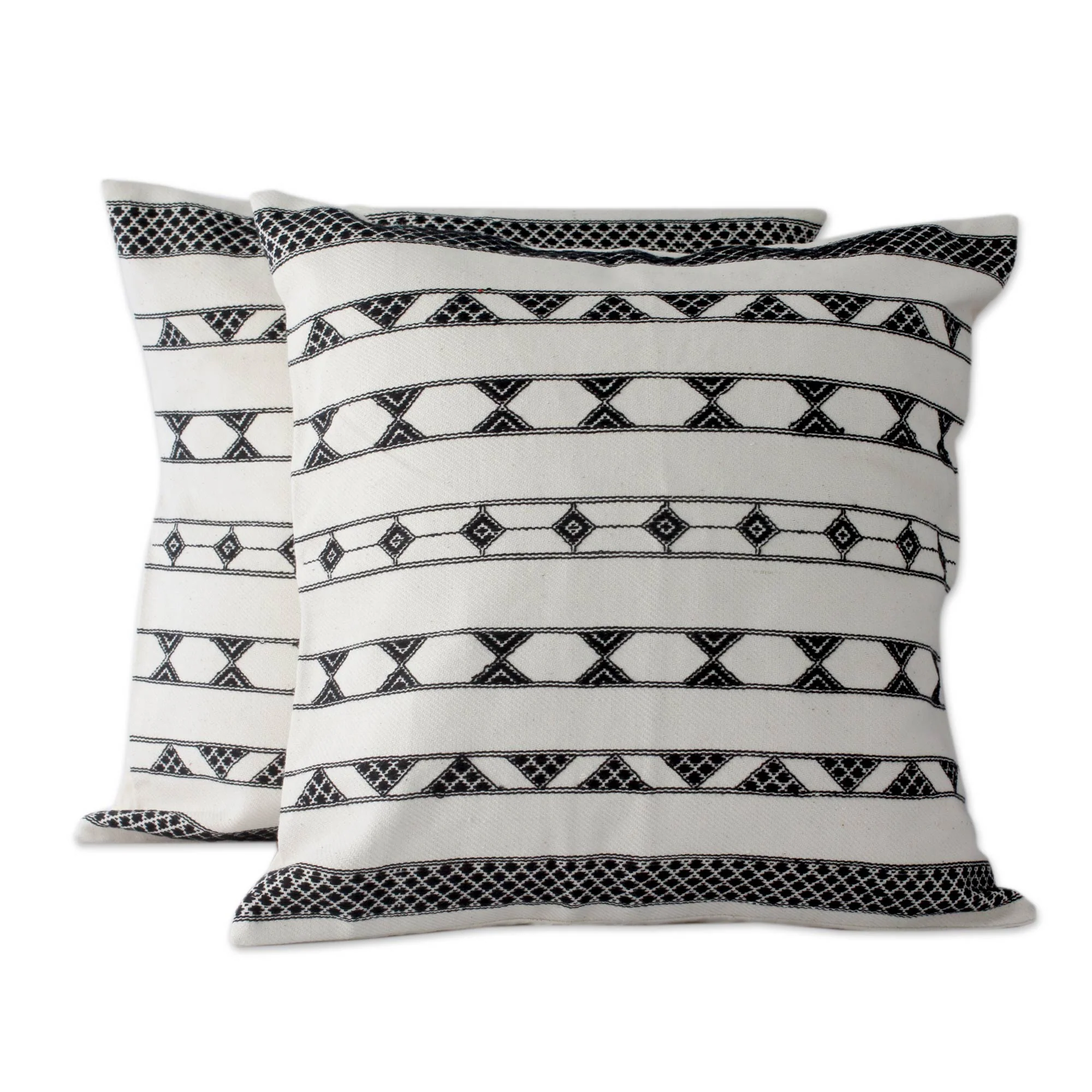 Desert Geometry Hand Crafted Cotton Patterned Cushion Cover (Pair) - Image 2