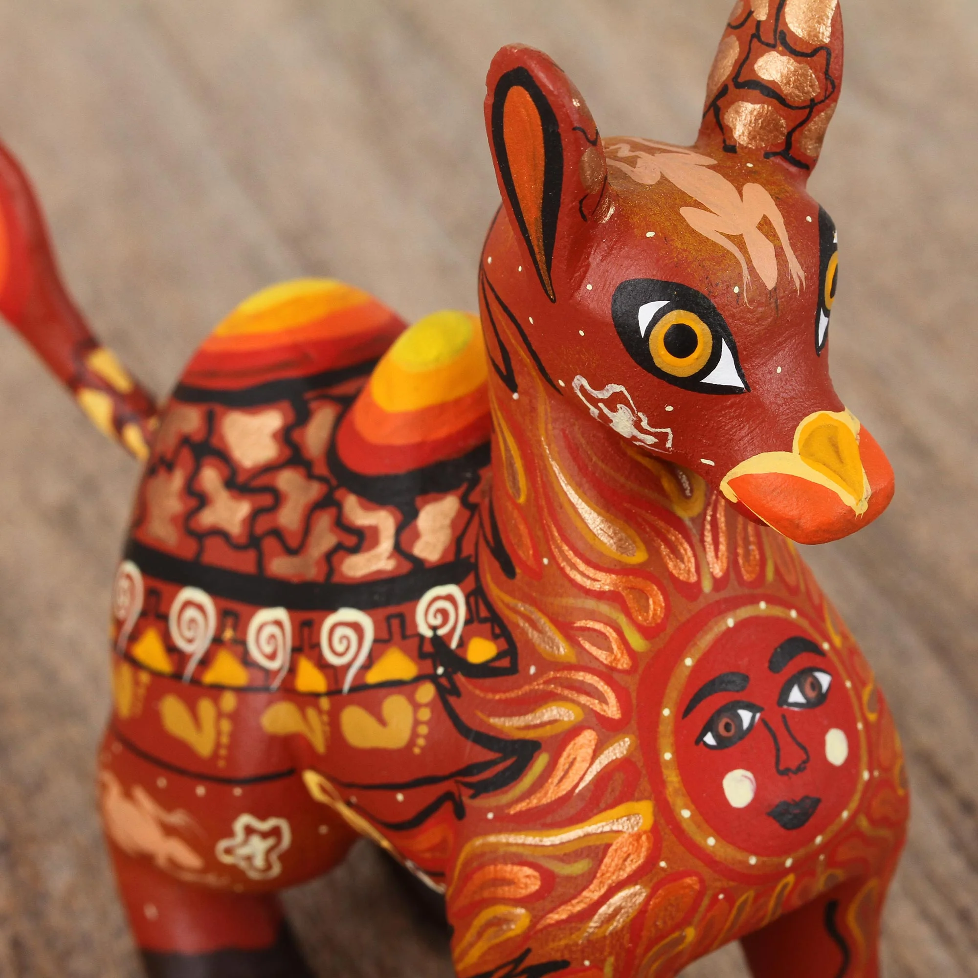 Desert King Orange Alebrije Camel with Multicolor Hand Painted Motifs - Image 4