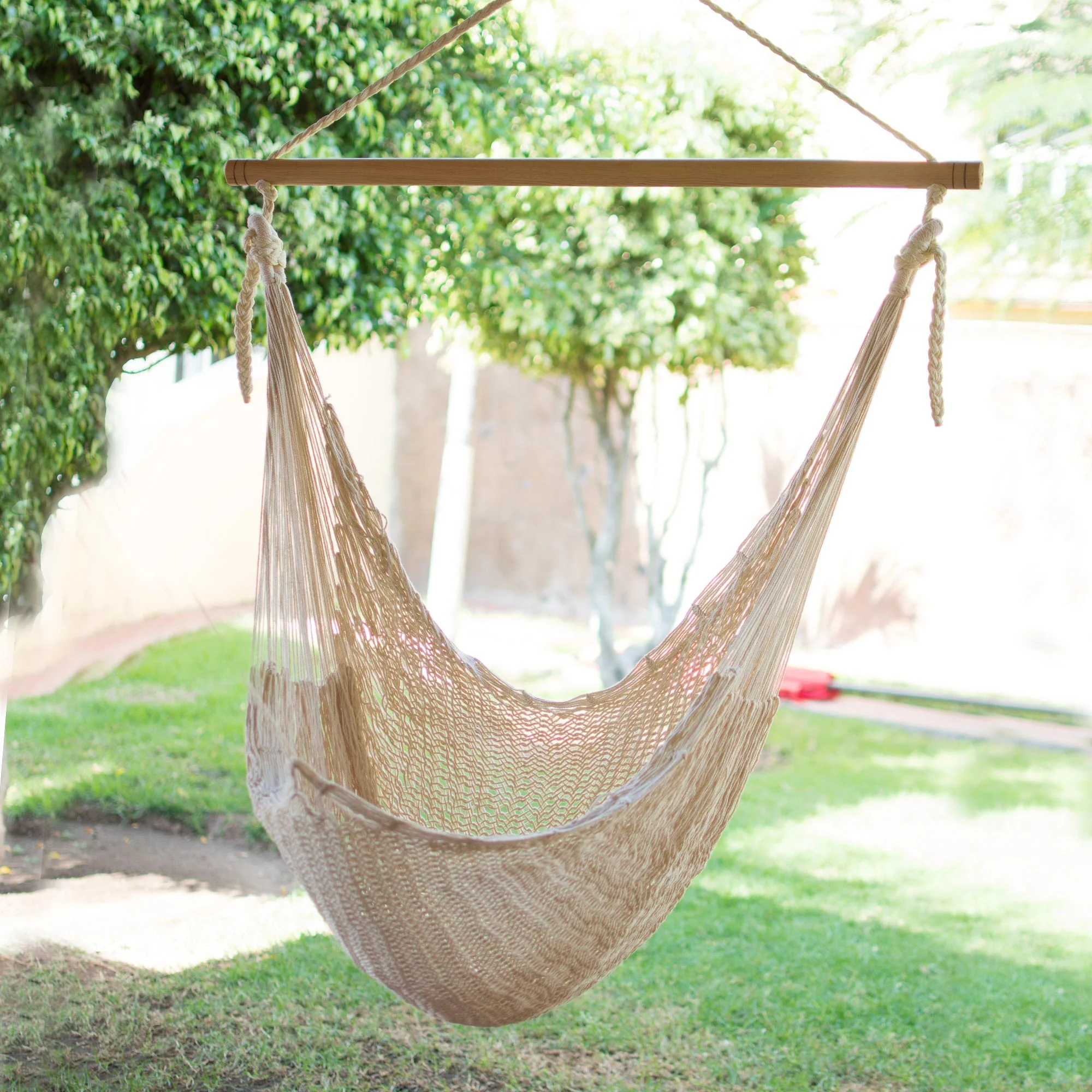 Deserted Beach Unique Mexican Ivory Cotton Swing Hammock - Image 3