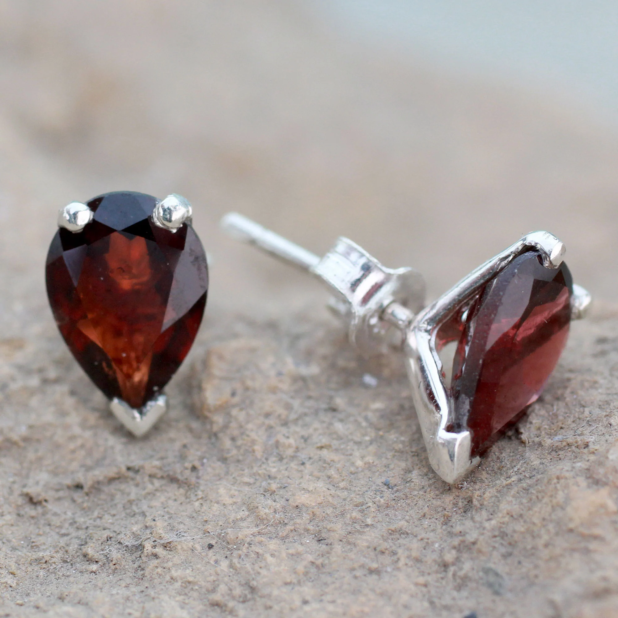 Devotion Fair Trade Garnet Stud Earrings 2.5 cts - Image 3