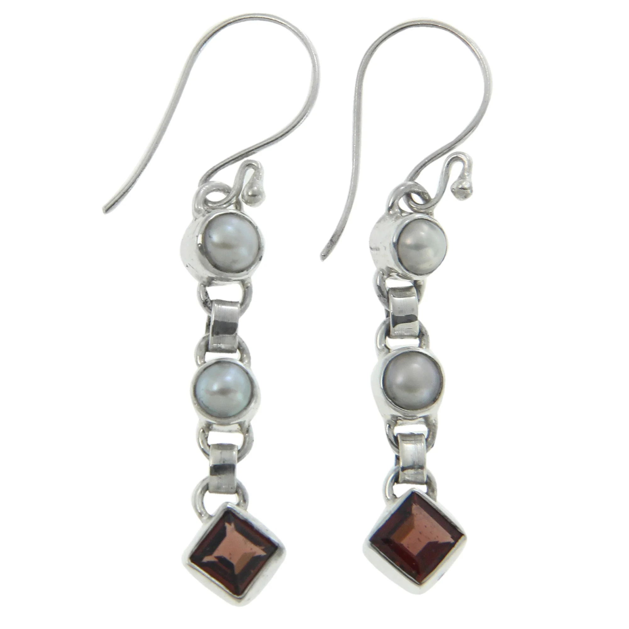 Dew Cultured pearl and garnet dangle earrings - Image 2