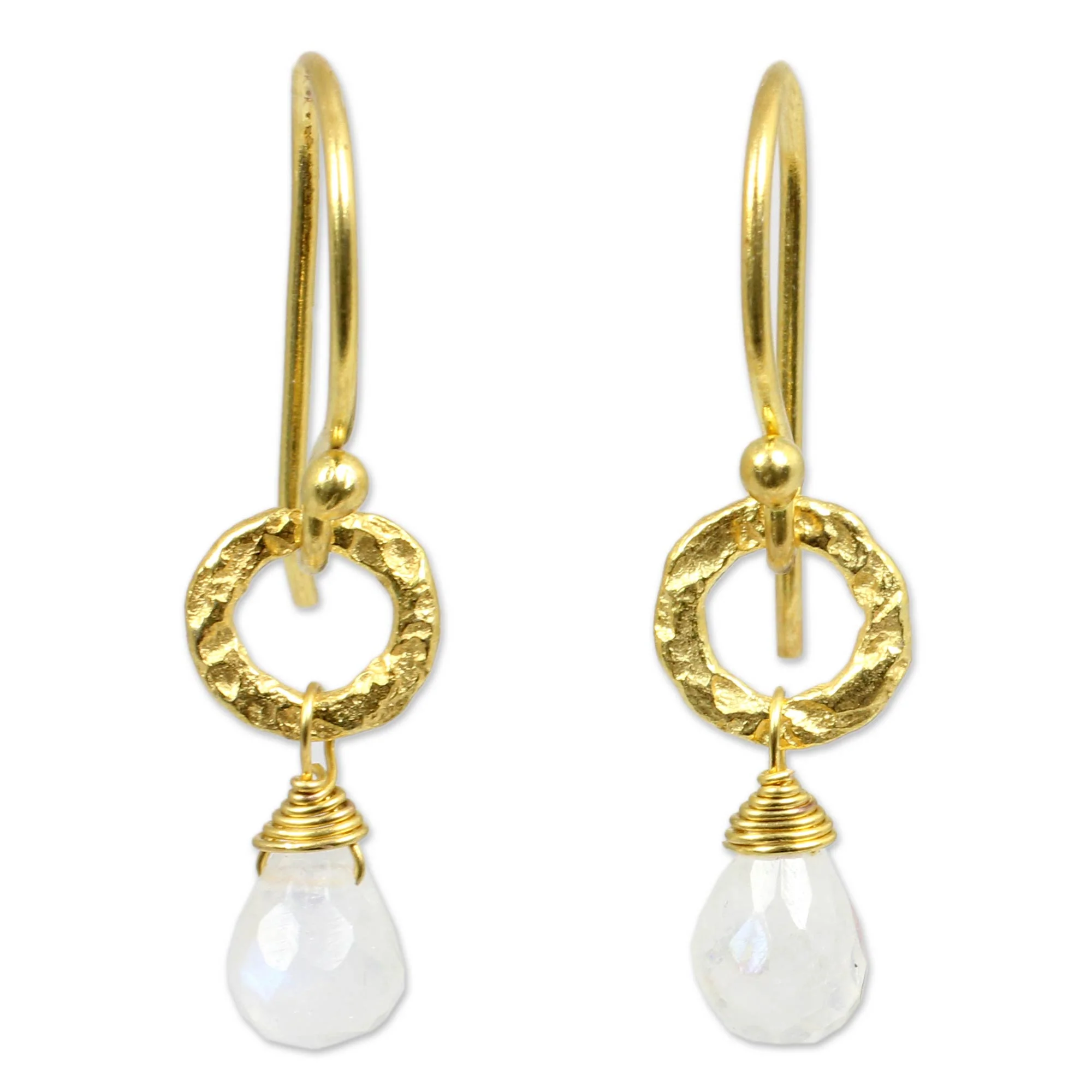 Dewy Suns Fair Trade Gold Plated Earrings with Moonstone - Image 2