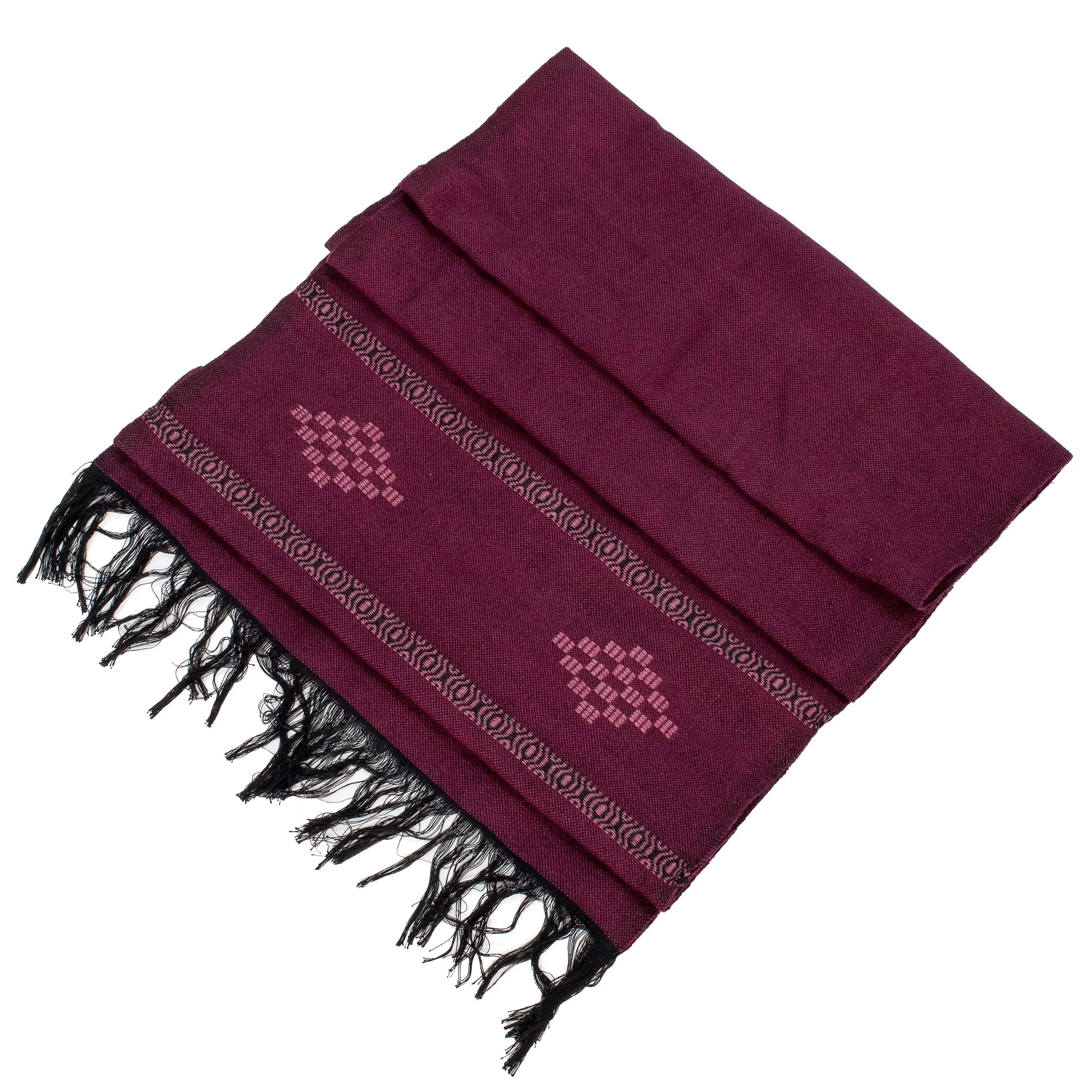 Diamond Diva in Purple Handwoven Purple Cotton Blend Scarf with Diamond Motif - Image 4