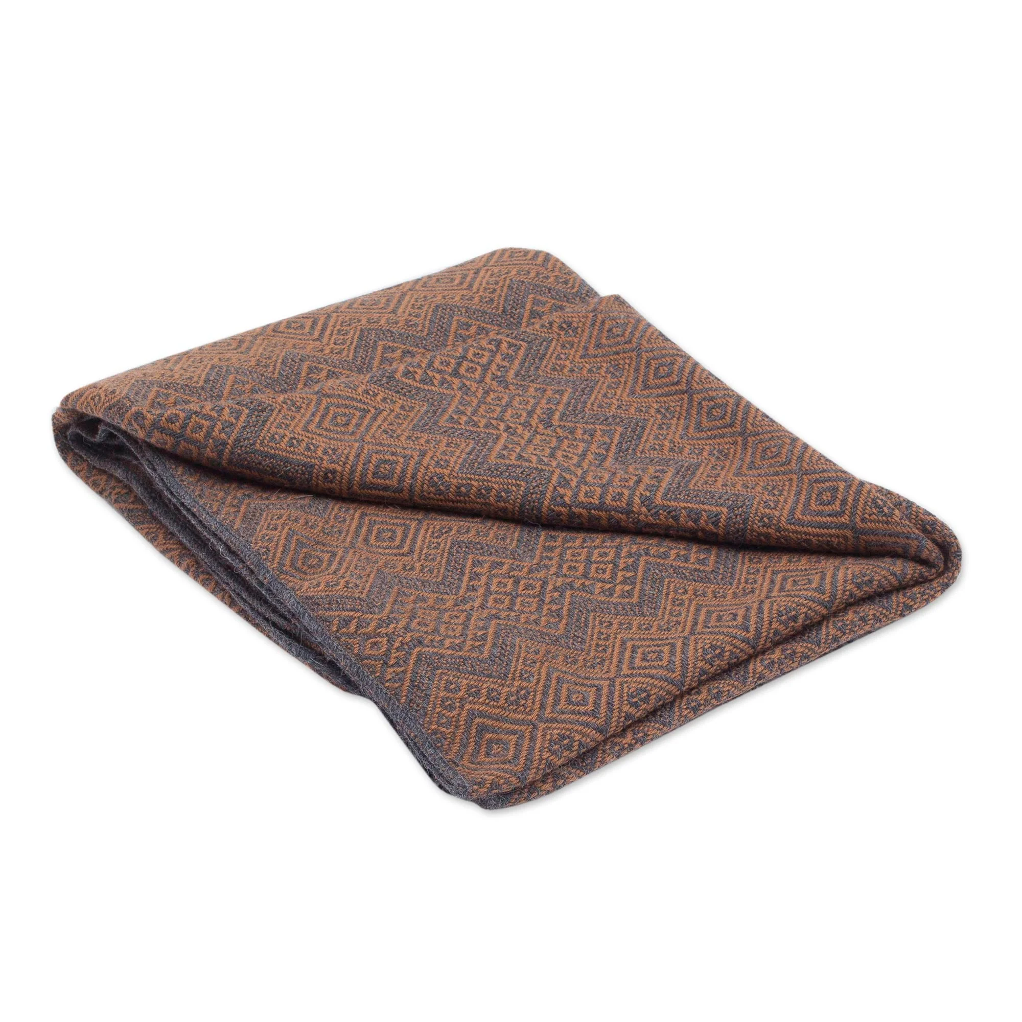 Diamond Embrace Throw Blanket with Diamond Motifs in Slate and Spice - Image 5