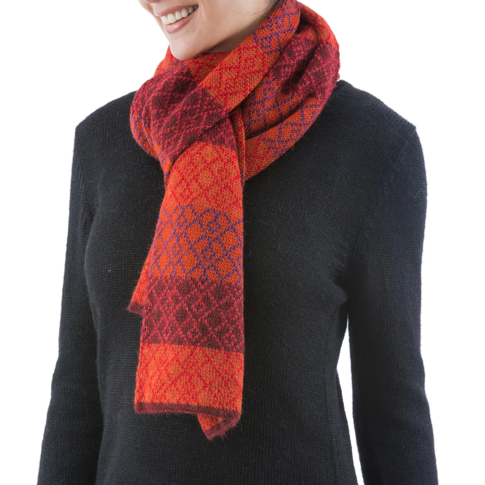 Diamond of the Andes Alpaca Wool Patterned Scarf - Image 3