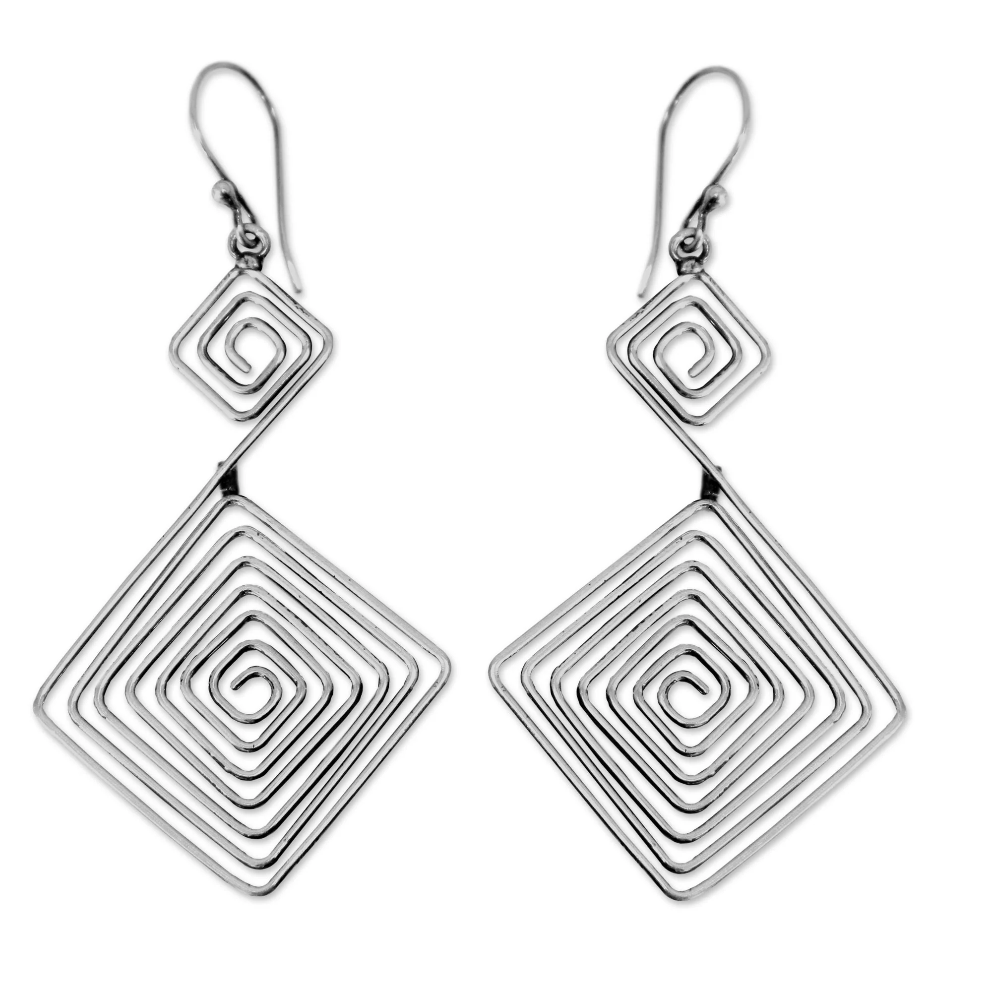Diamond Path Modern Sterling Silver Dangle Earrings - Image 2
