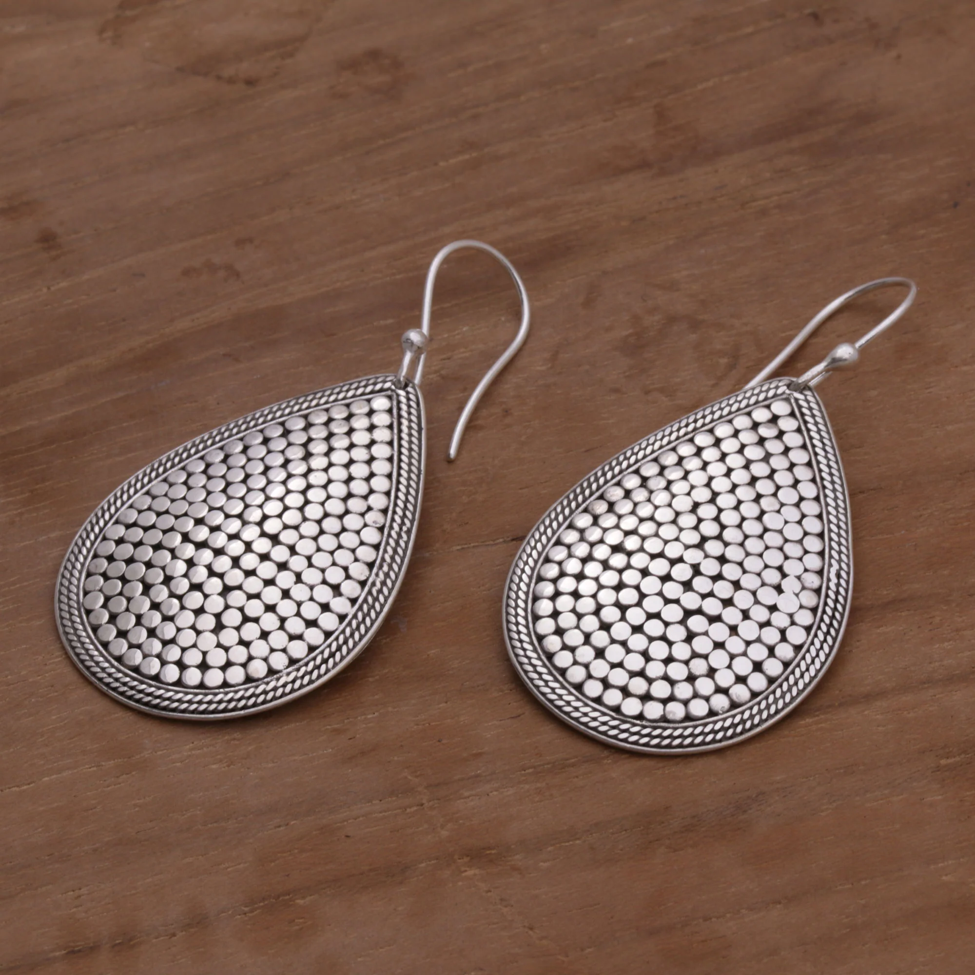 Disco Party Sterling Silver Teardrop Dangle Earrings from Indonesia - Image 4