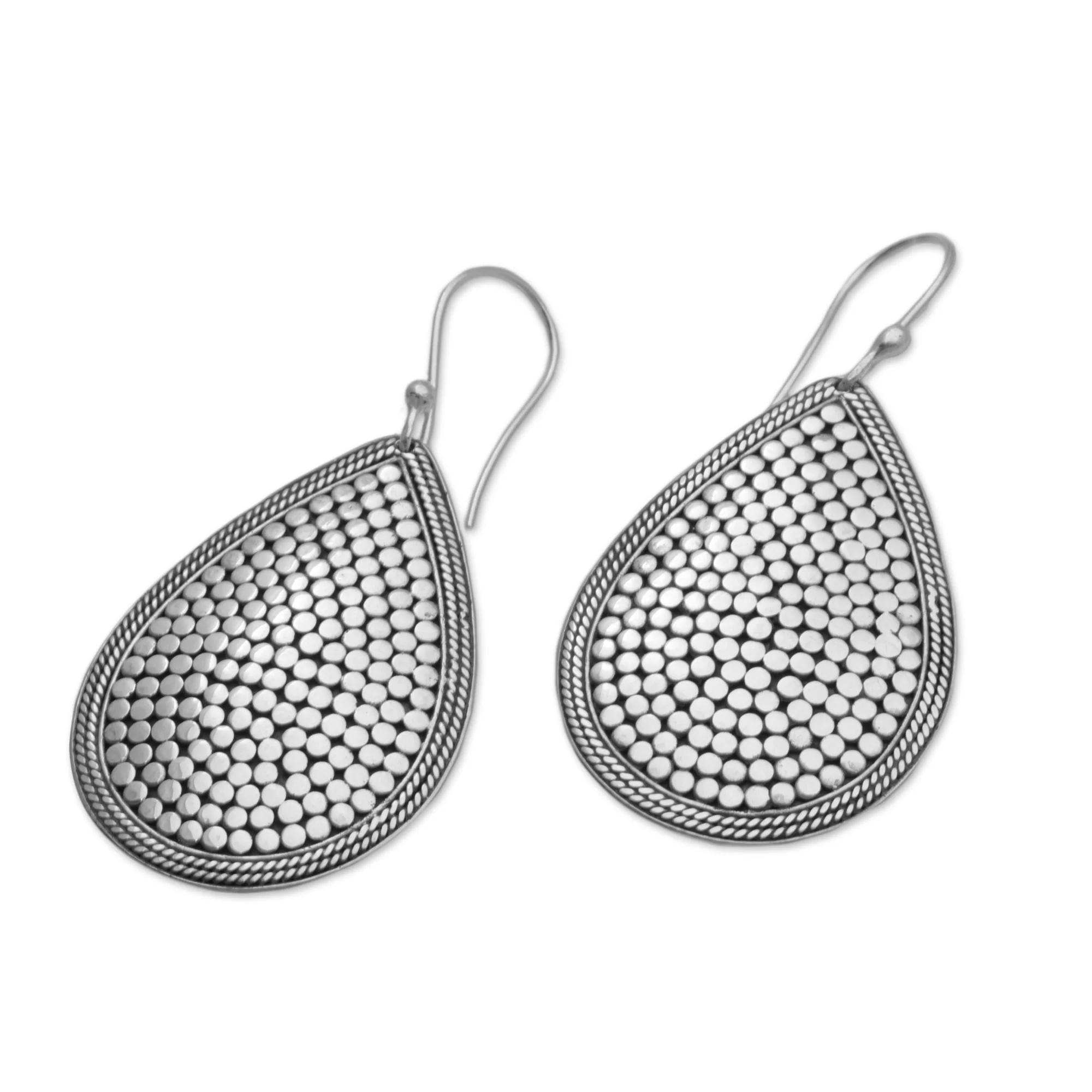 Disco Party Sterling Silver Teardrop Dangle Earrings from Indonesia - Image 5