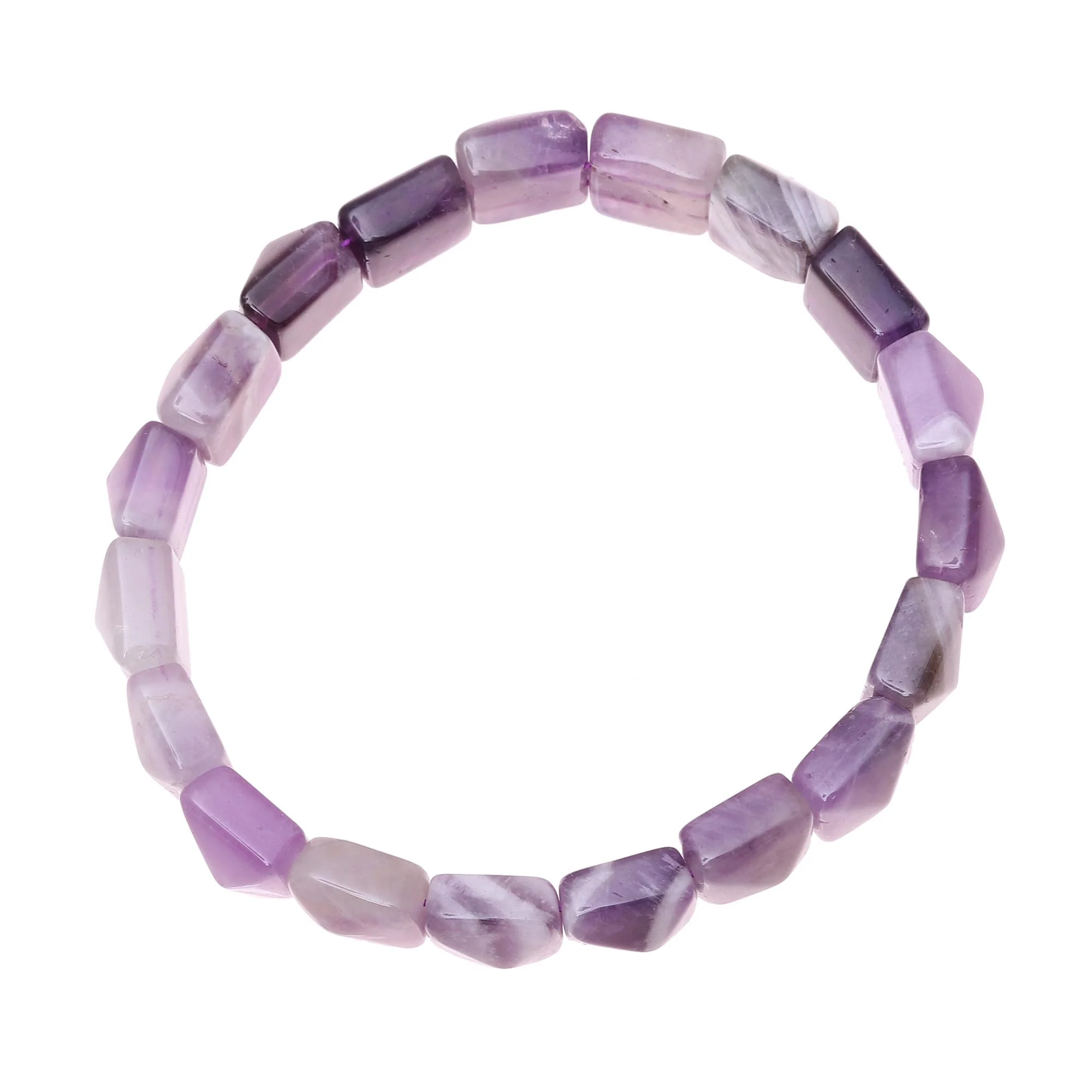 Divine Purple Handmade Purple and White Agate Beaded Stretch Bracelet - Image 4
