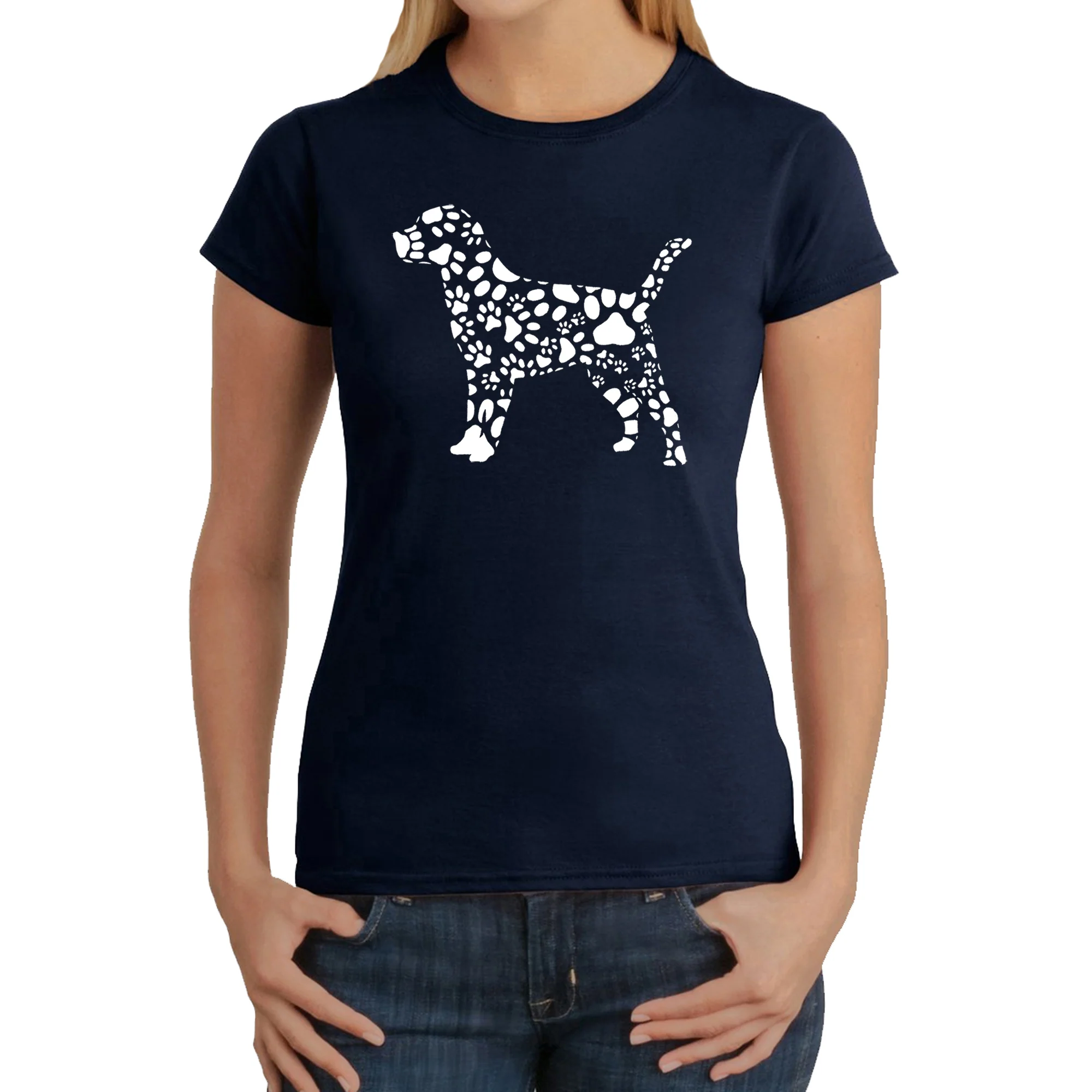 Dog Paw Prints  - Women's Word Art T-Shirt - Image 3