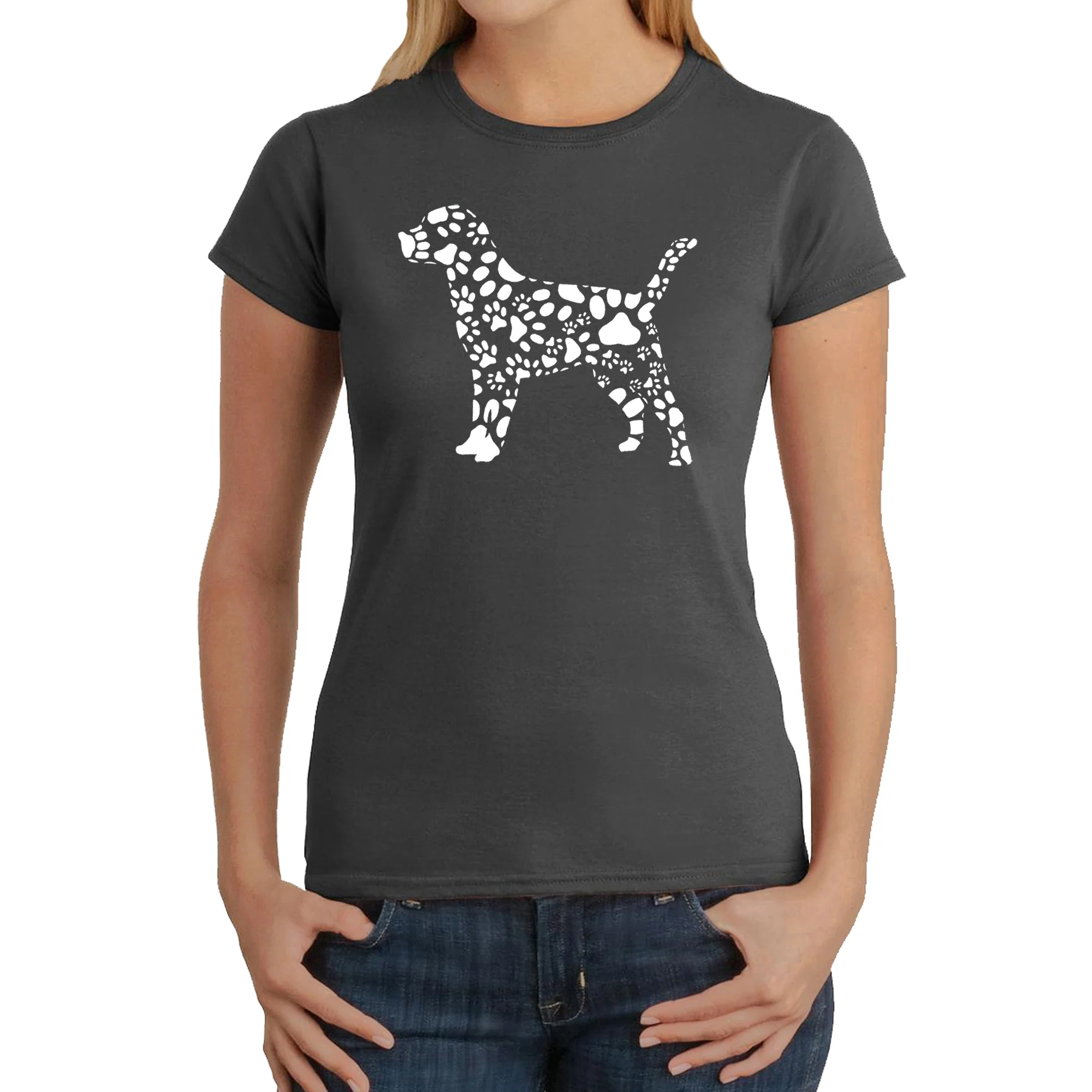 Dog Paw Prints  - Women's Word Art T-Shirt - Image 6