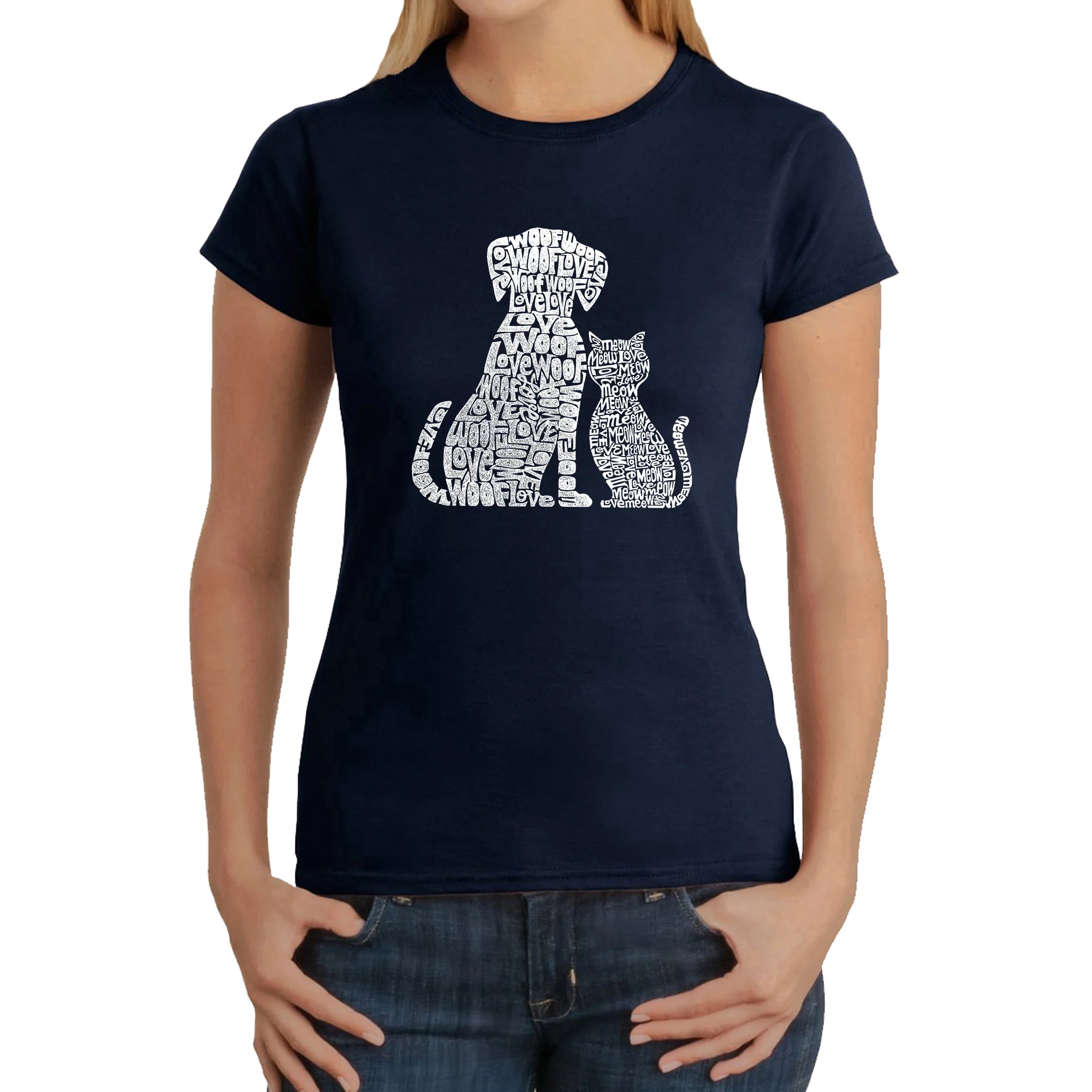 Dogs and Cats - Women's Word Art T-Shirt - Image 3