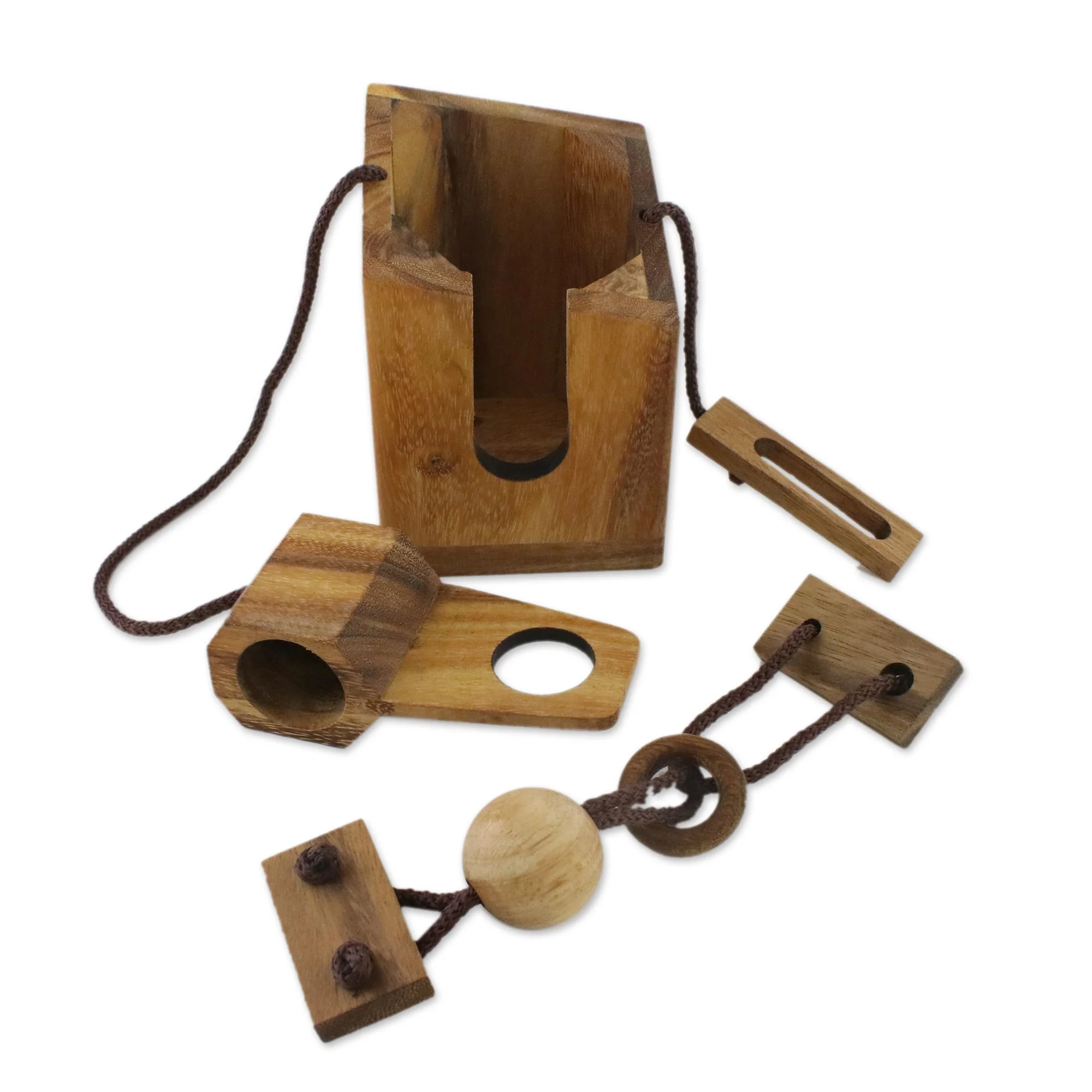 Don't Break The Bottle Wood Puzzle and Wine Bottle Holder from Thailand - Image 5