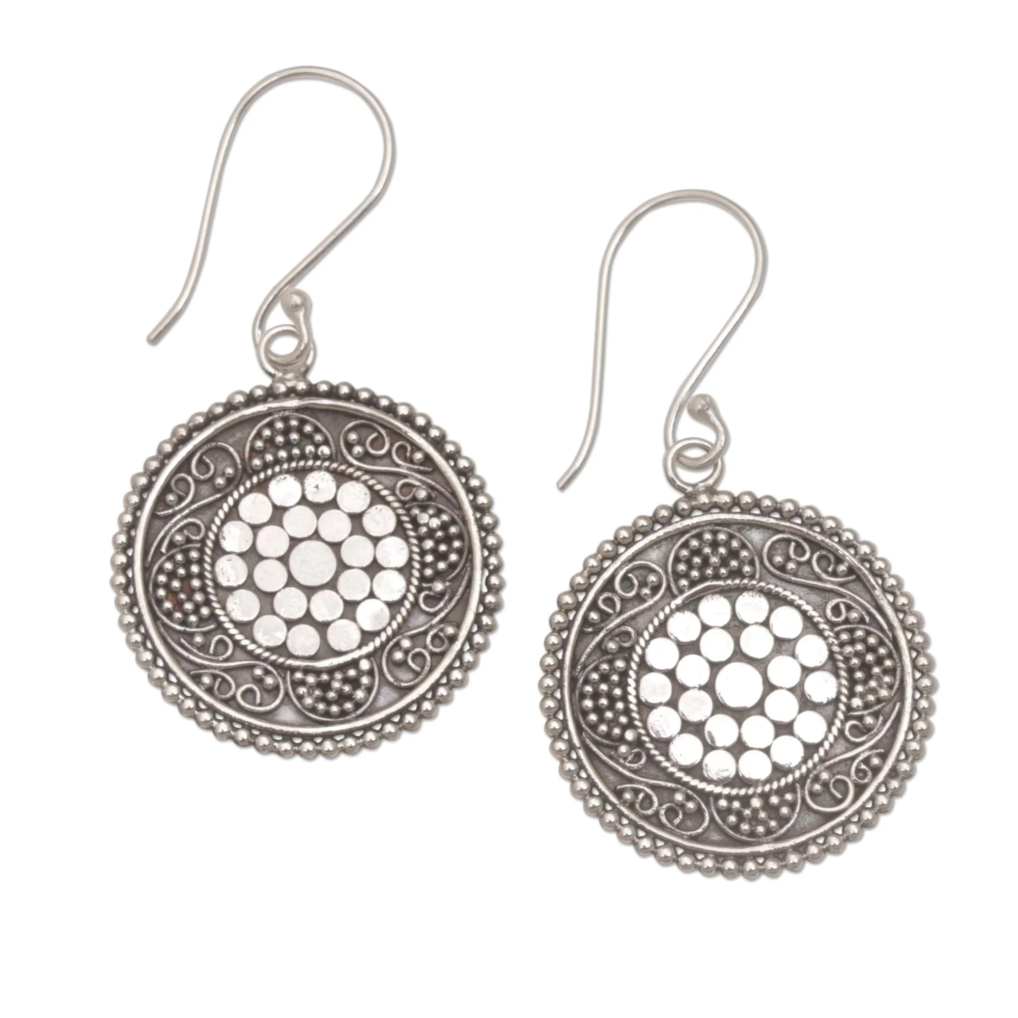 Dots Galore Dot Motif Sterling Silver Dangle Earrings with Hooks - Image 2
