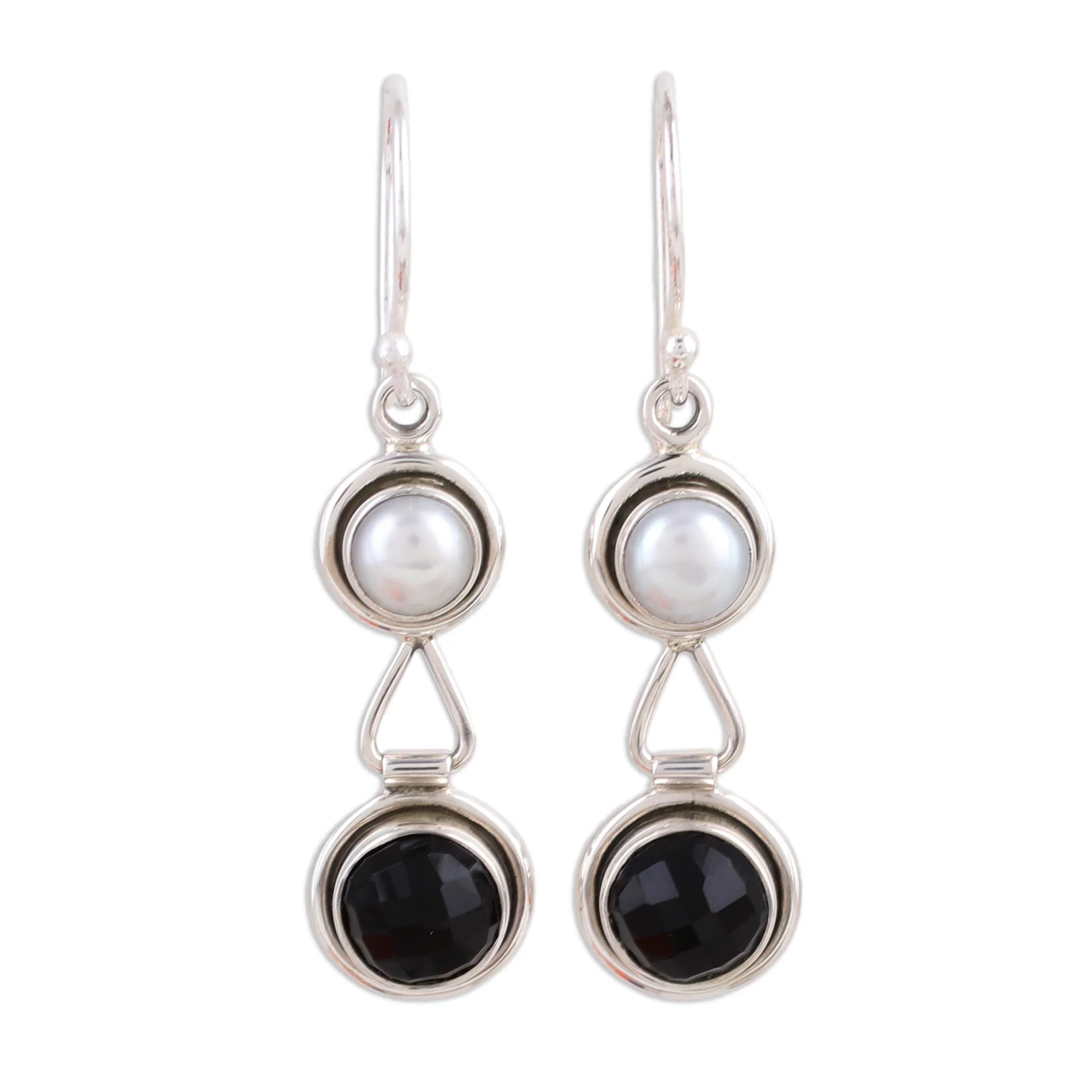 Double Charm Sterling Silver Earrings - Image 2