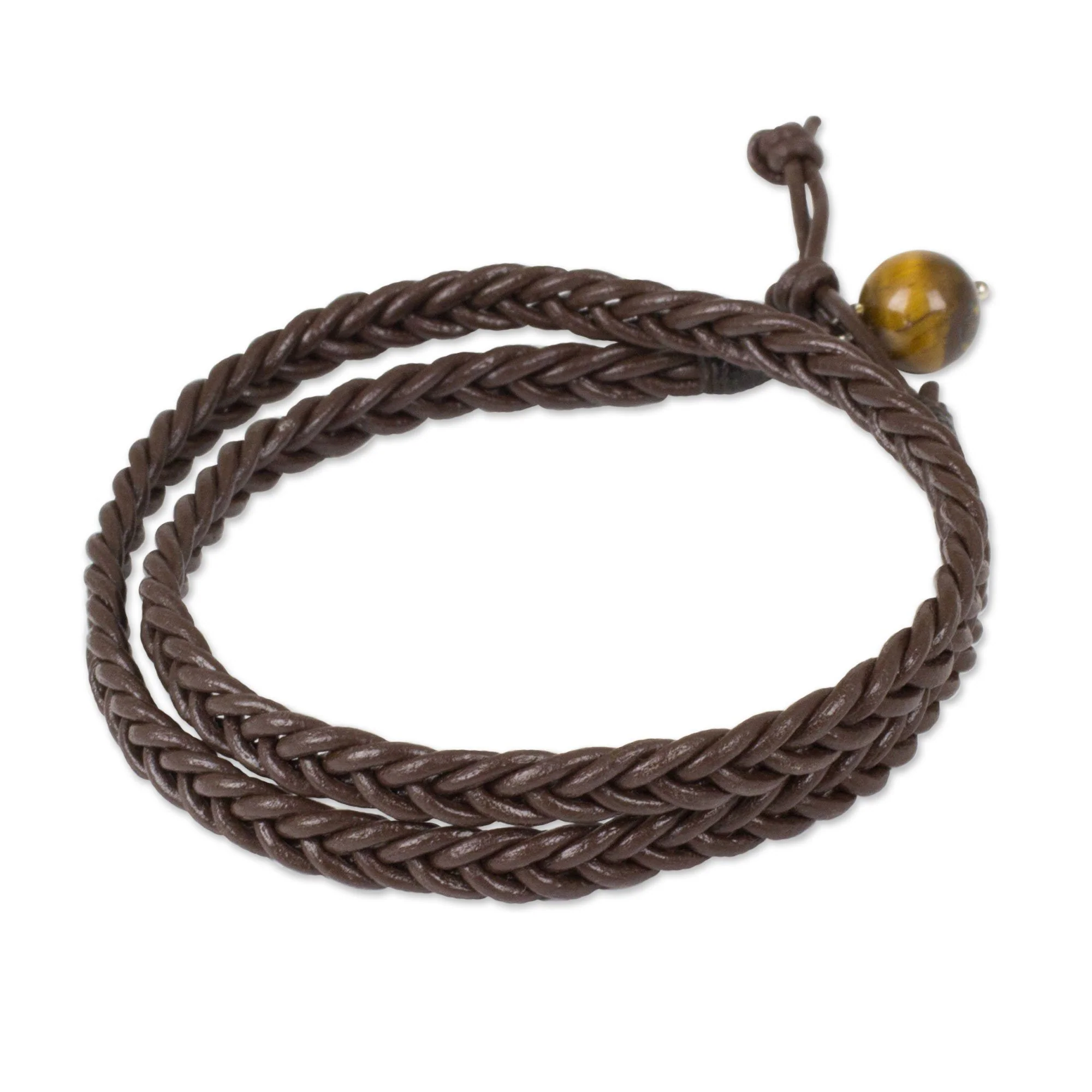 Men's Double Chocolate Leather Wrap Bracelet - Image 2