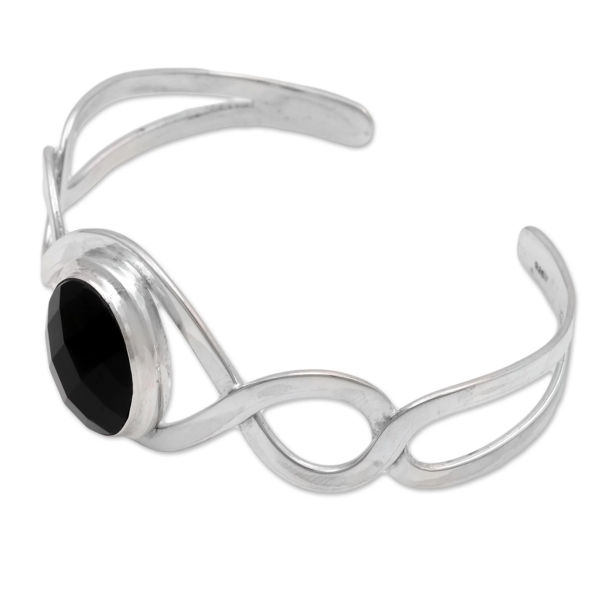 Double Helix Onyx & Silver Cuff Bracelet - Image 4