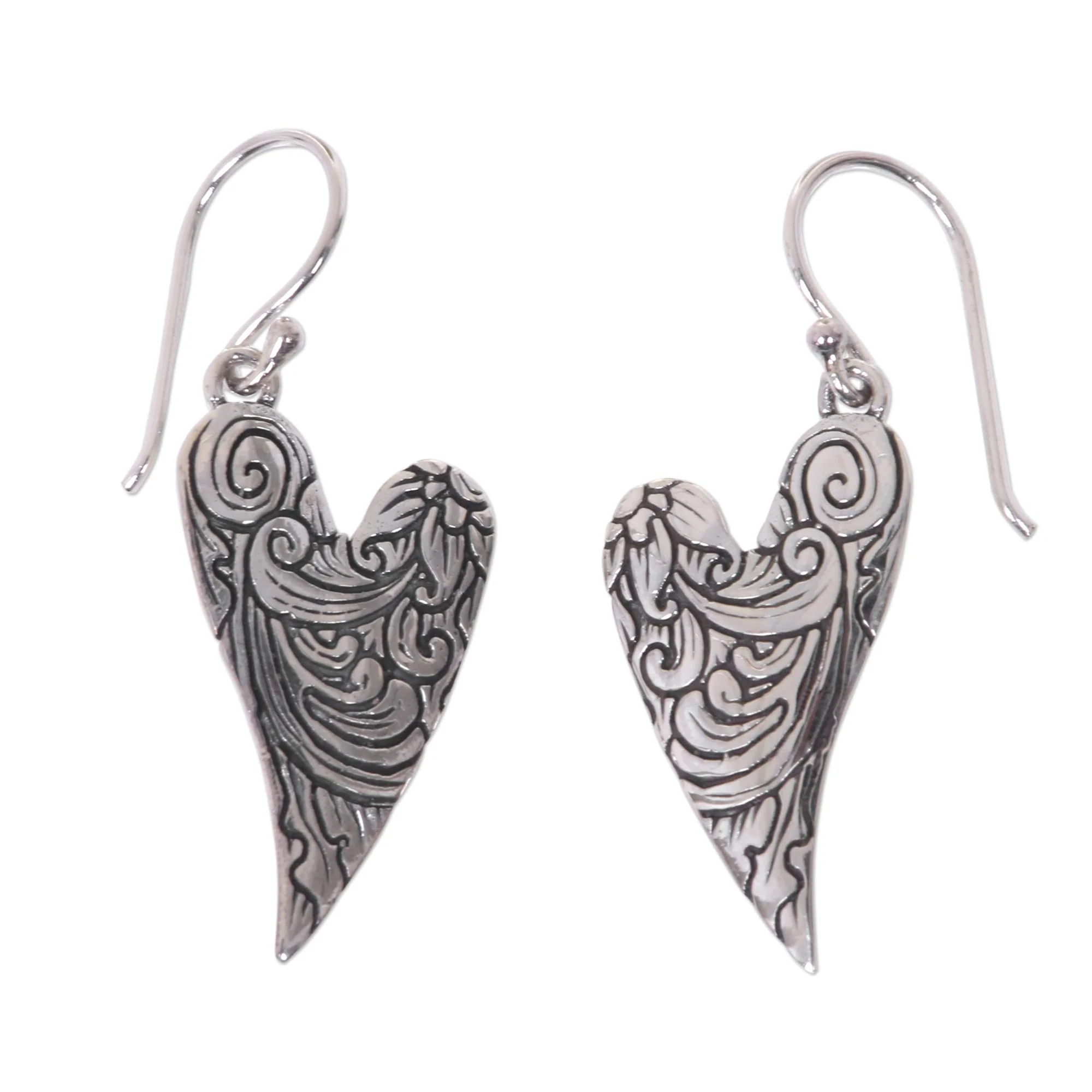 Dove Wings Silver Dangle Earrings - Image 2