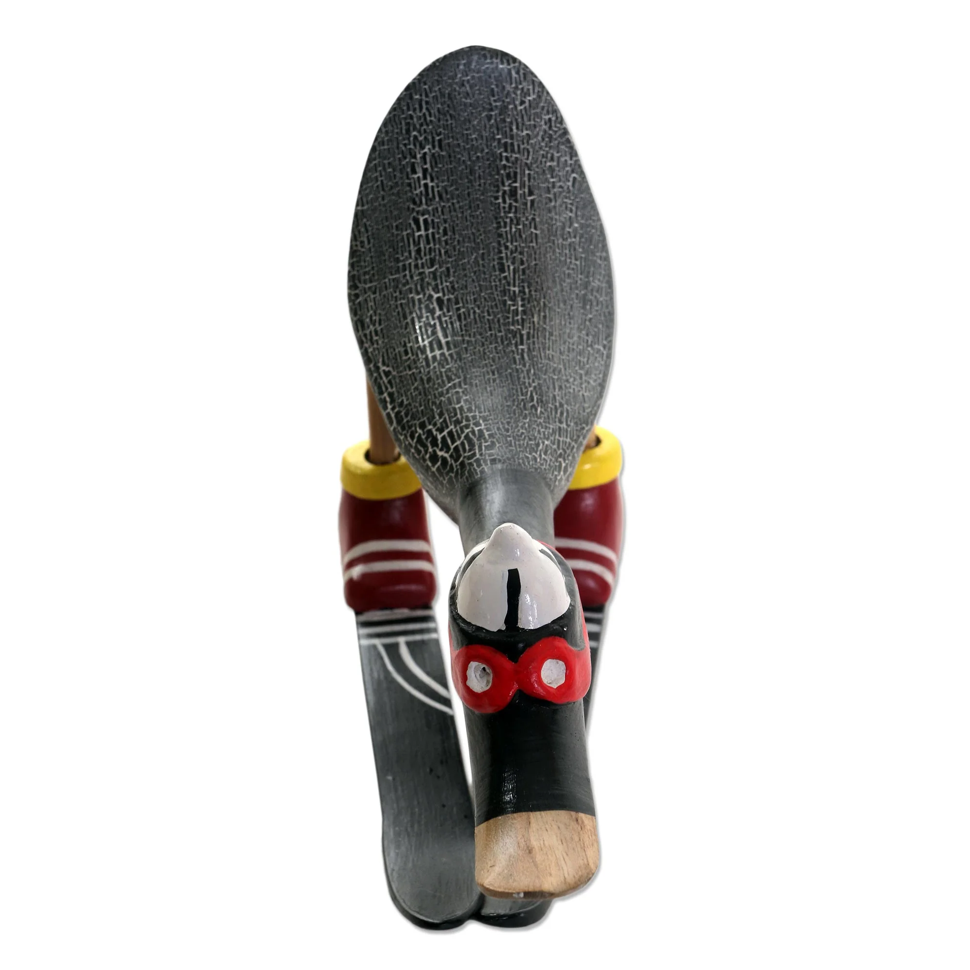 Downhill Duck in Black Hand Painted Wood Skiing Duck Statuette - Image 5