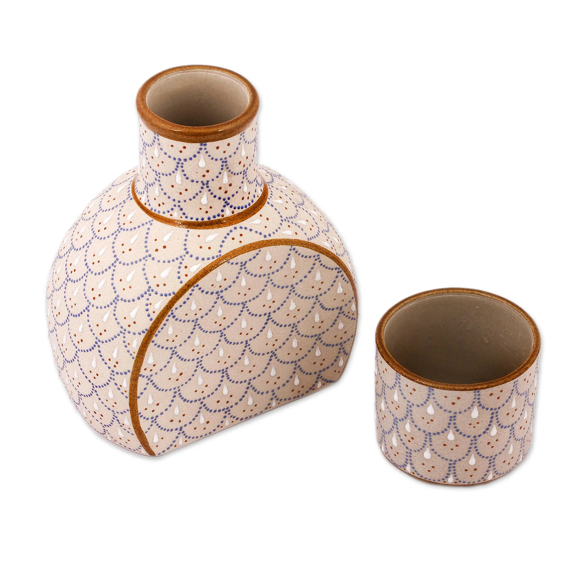 Downy Dew Grey and Beige Ceramic Decanter with Cup Lid (2-Piece Set) - Image 5