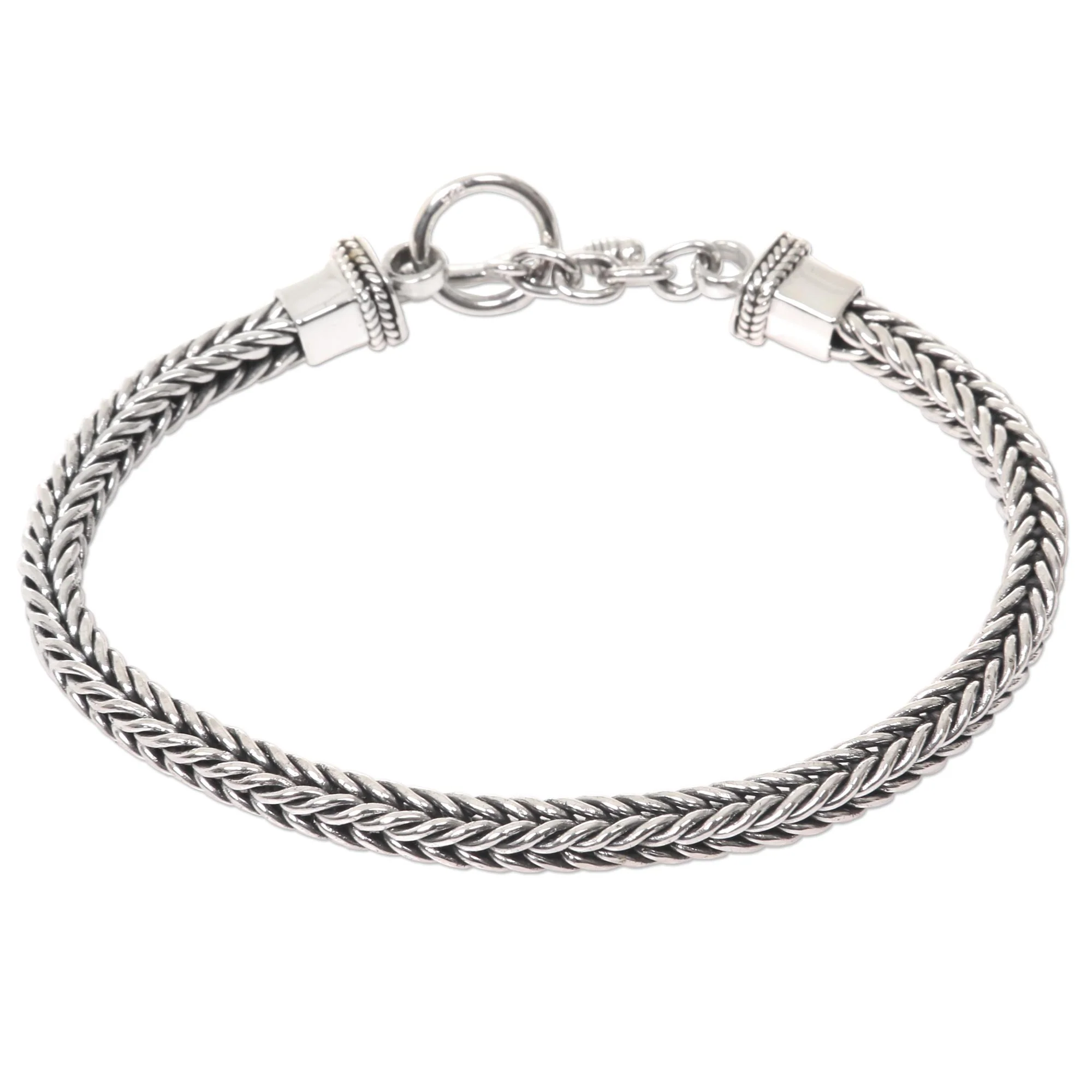 Dragon Braid Silver Men's Chain Bracelet - Image 2