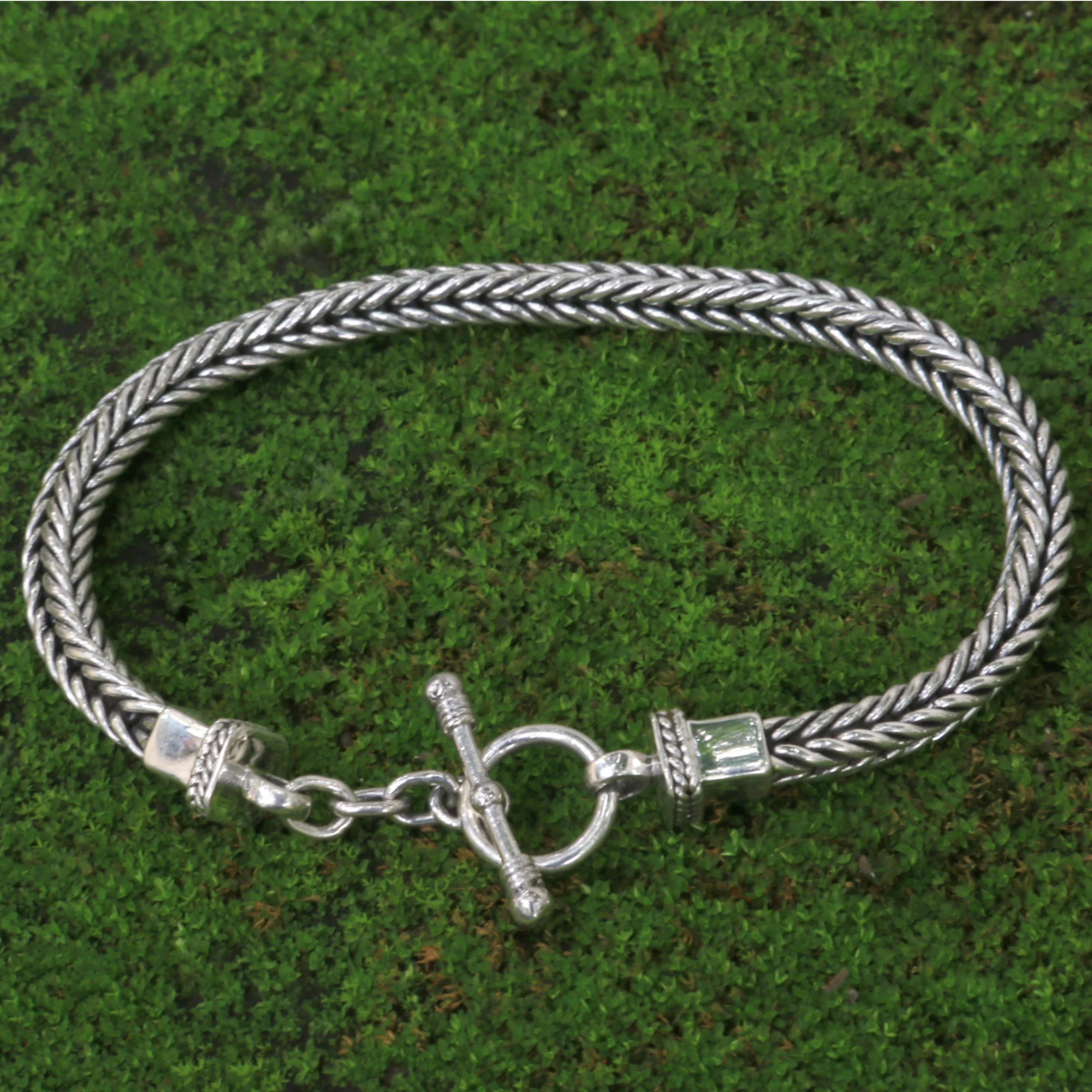 Dragon Braid Silver Men's Chain Bracelet - Image 3