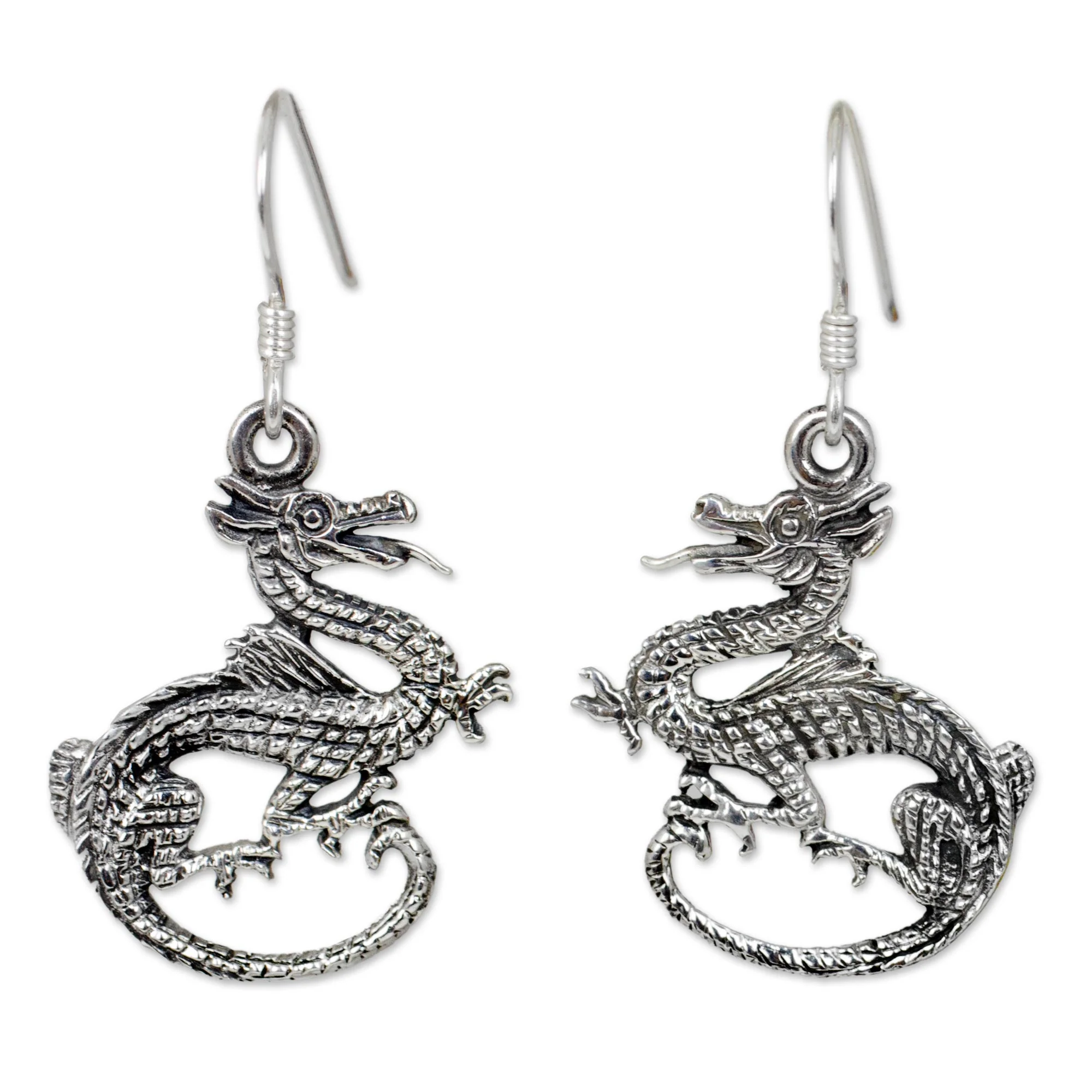 Dragon Duet Sterling Silver Dangle Earrings - Image 2