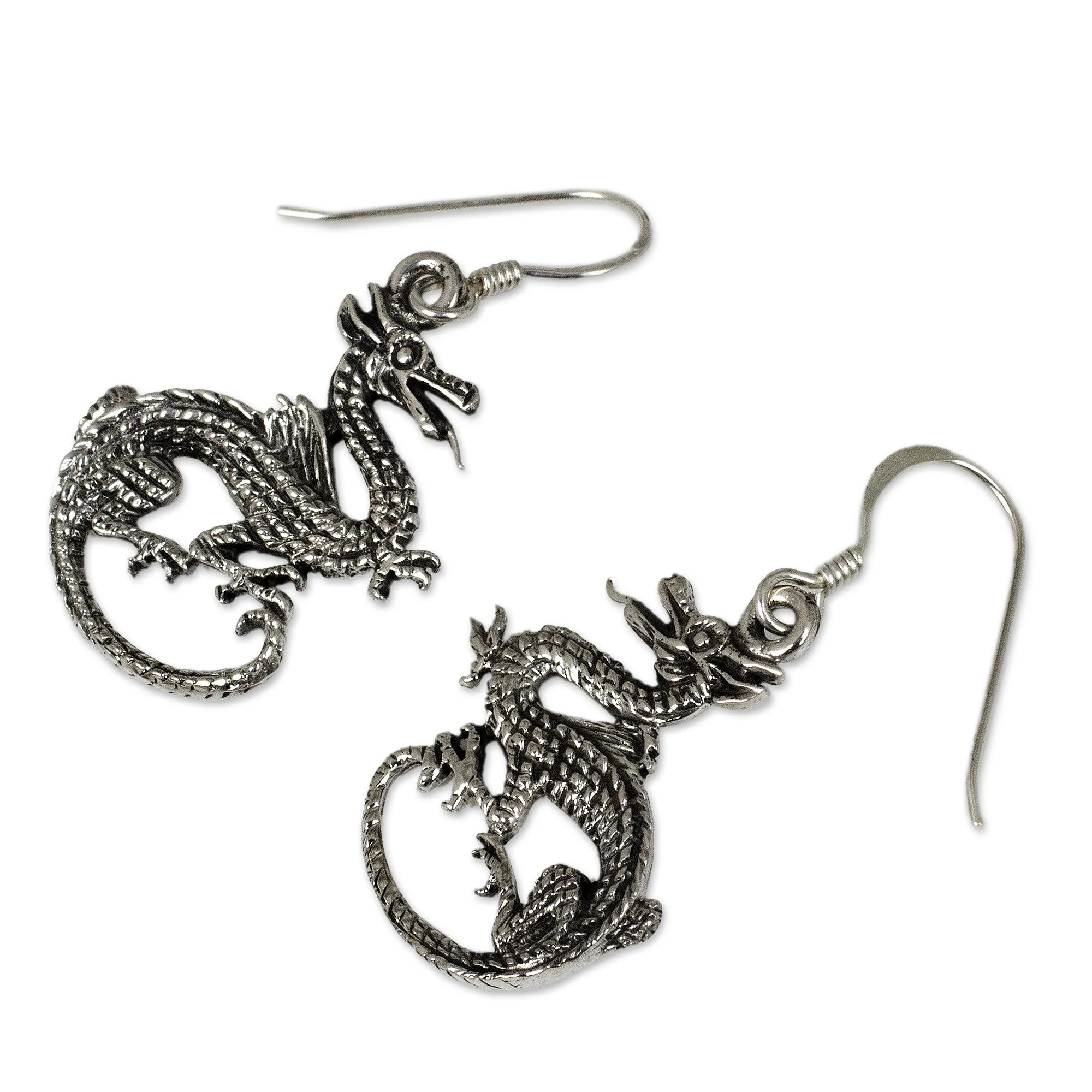 Dragon Duet Sterling Silver Dangle Earrings - Image 3