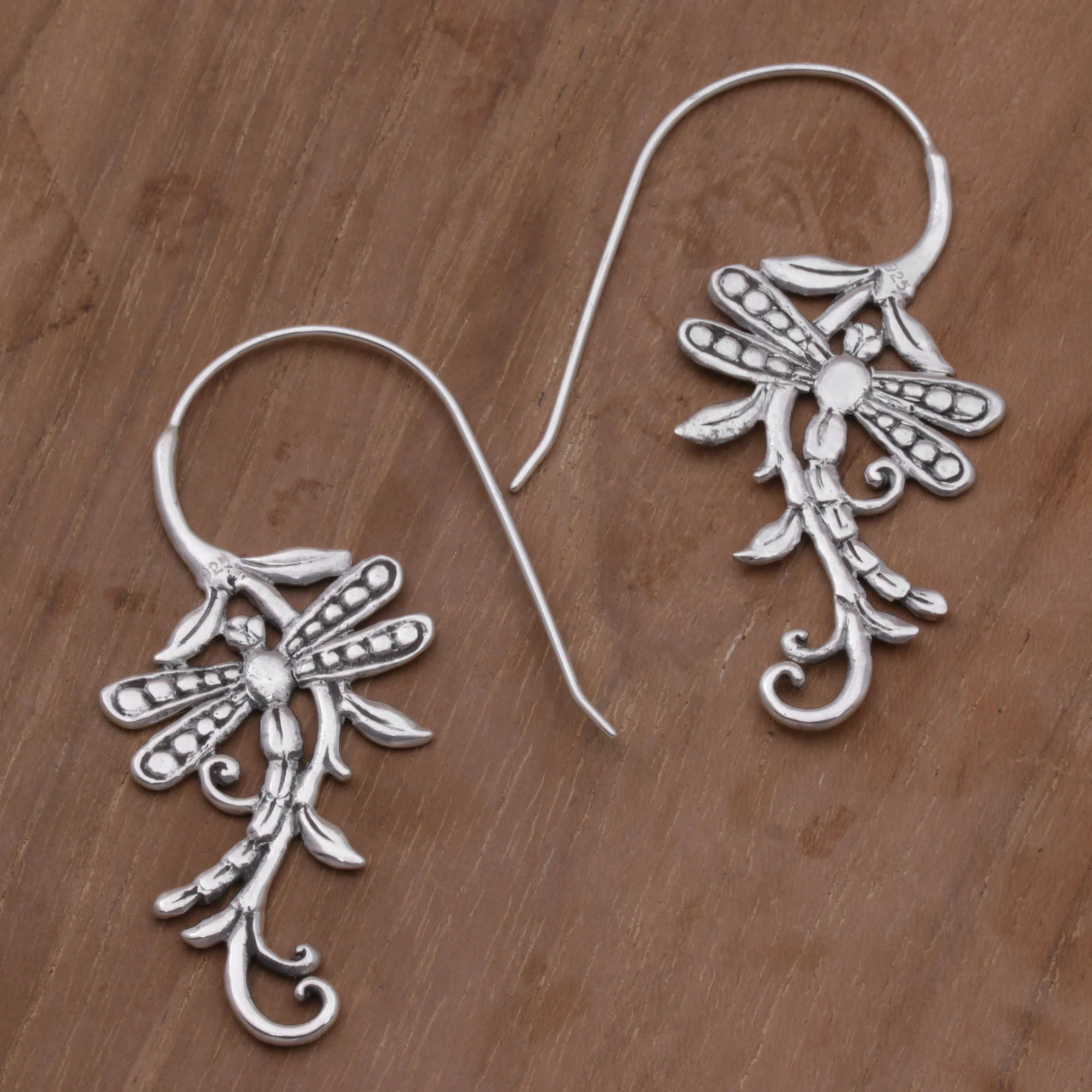 Dragonfly Allure Sterling Drop Earrings - Image 3