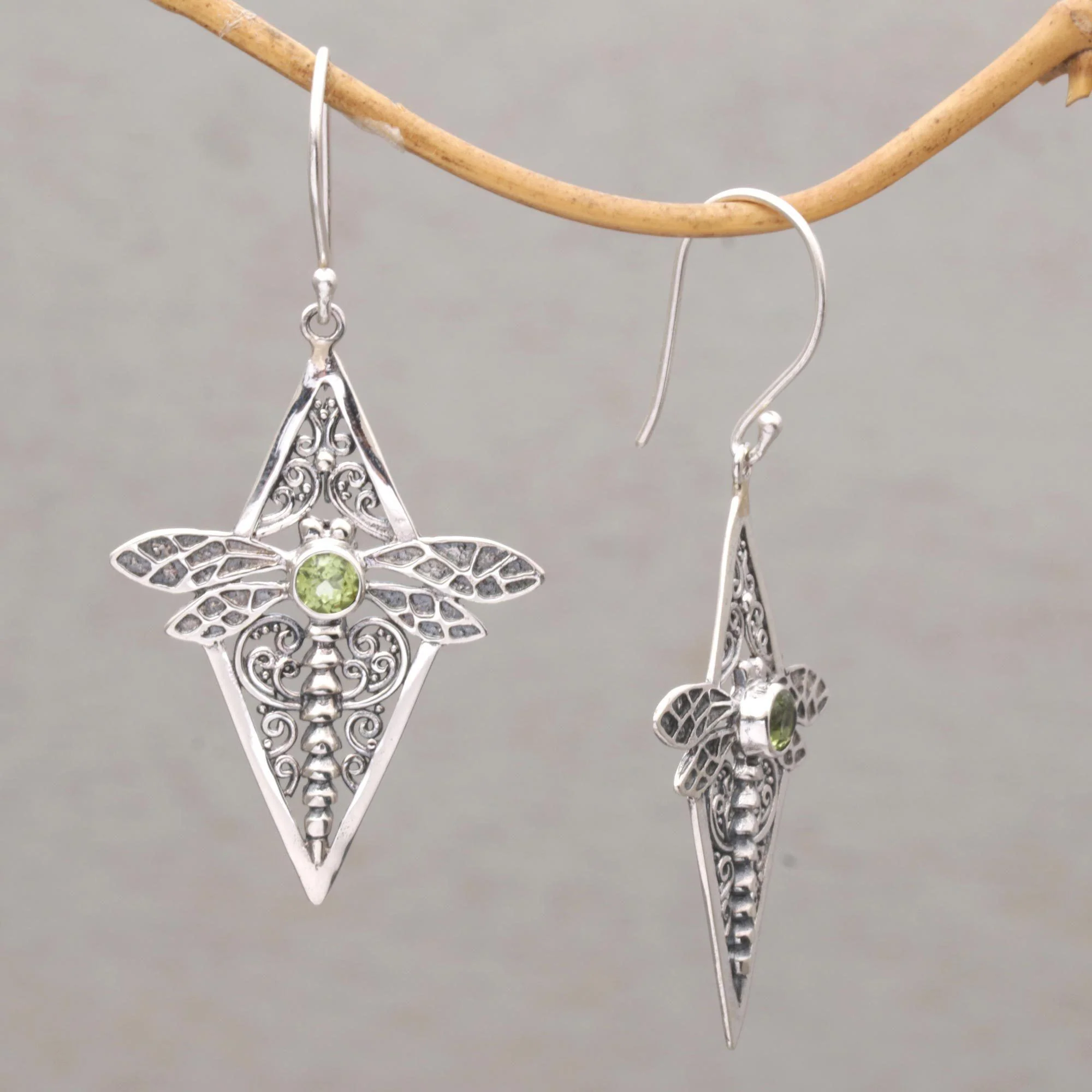 Dragonfly Diamonds Dangle Earrings - Image 2